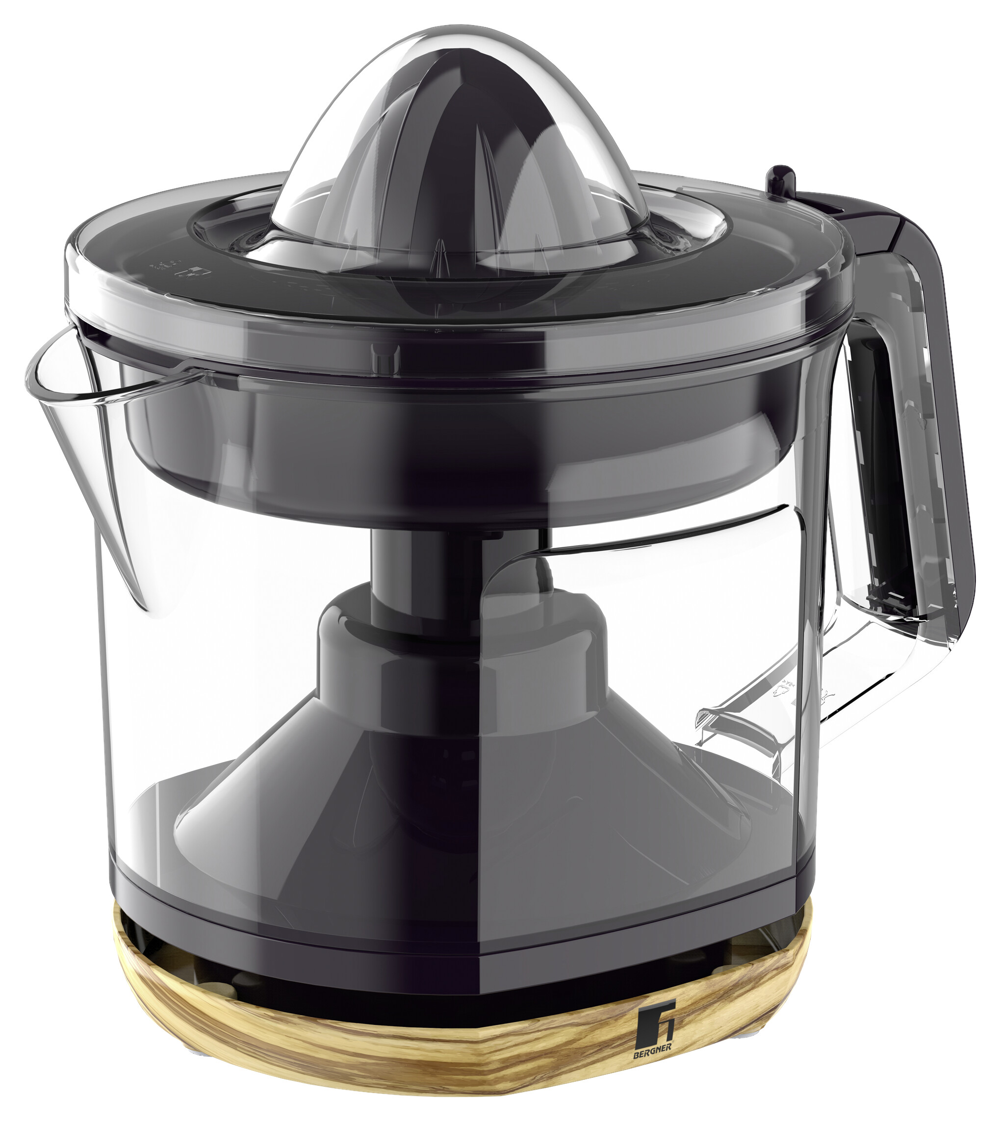 BERGNER Zitruspresse OLIVAR schwarz Glas B/H/L: ca. 17x21,5x21 cm