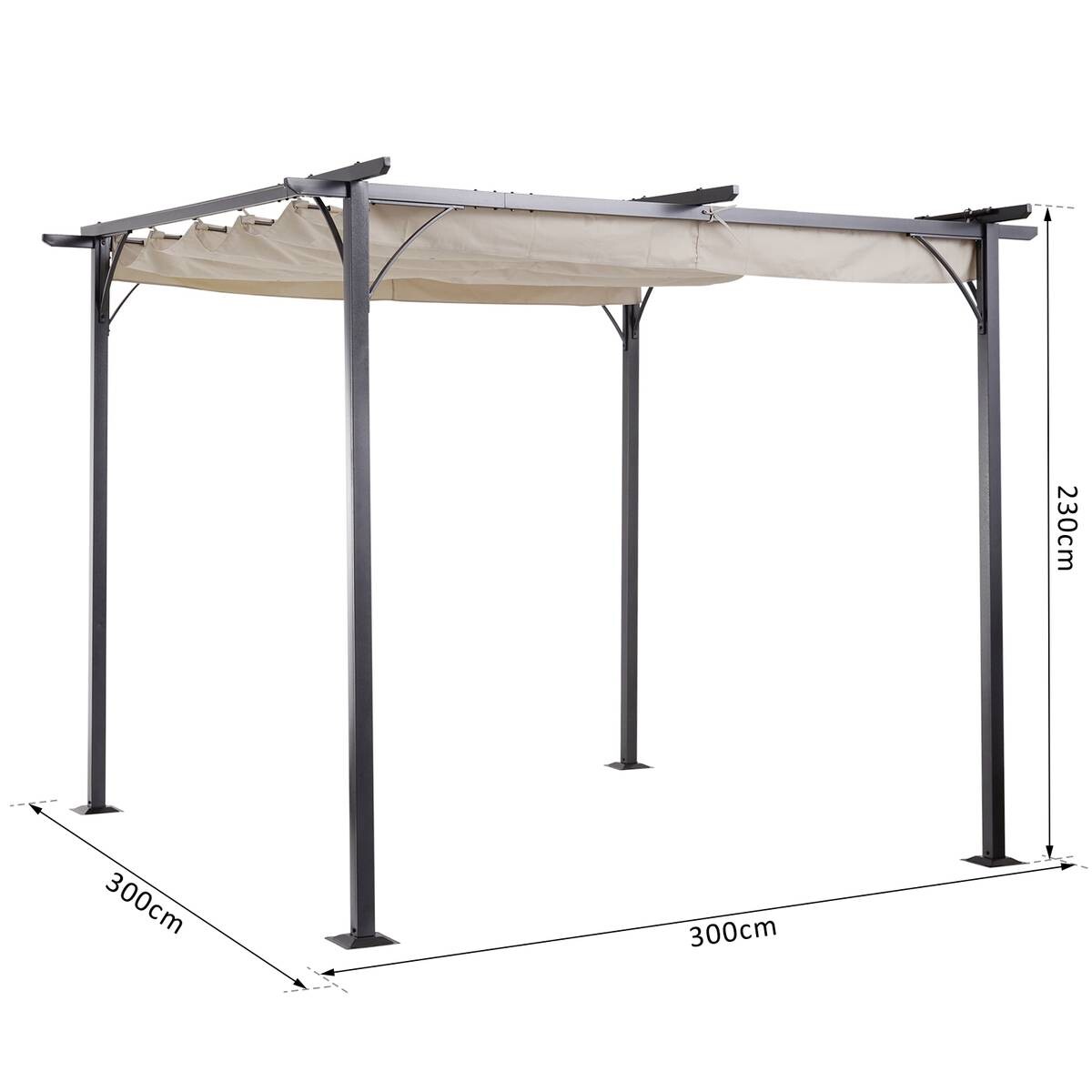Outsunny Pergola schwarz Metall B/H/L: ca. 300x230x300 cm