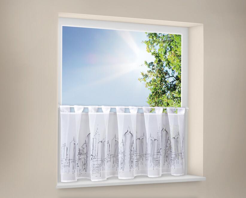 Happy Home Scheibengardine Skyline grau B/L: ca. 150x50 cm