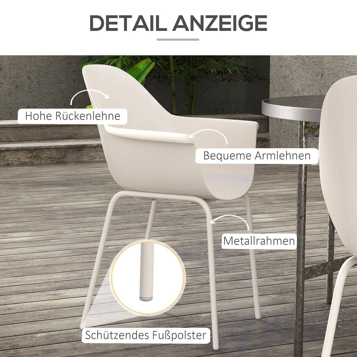 Outsunny Bistro-Set grau Stahl B/H/L: ca. 55x84x59 cm