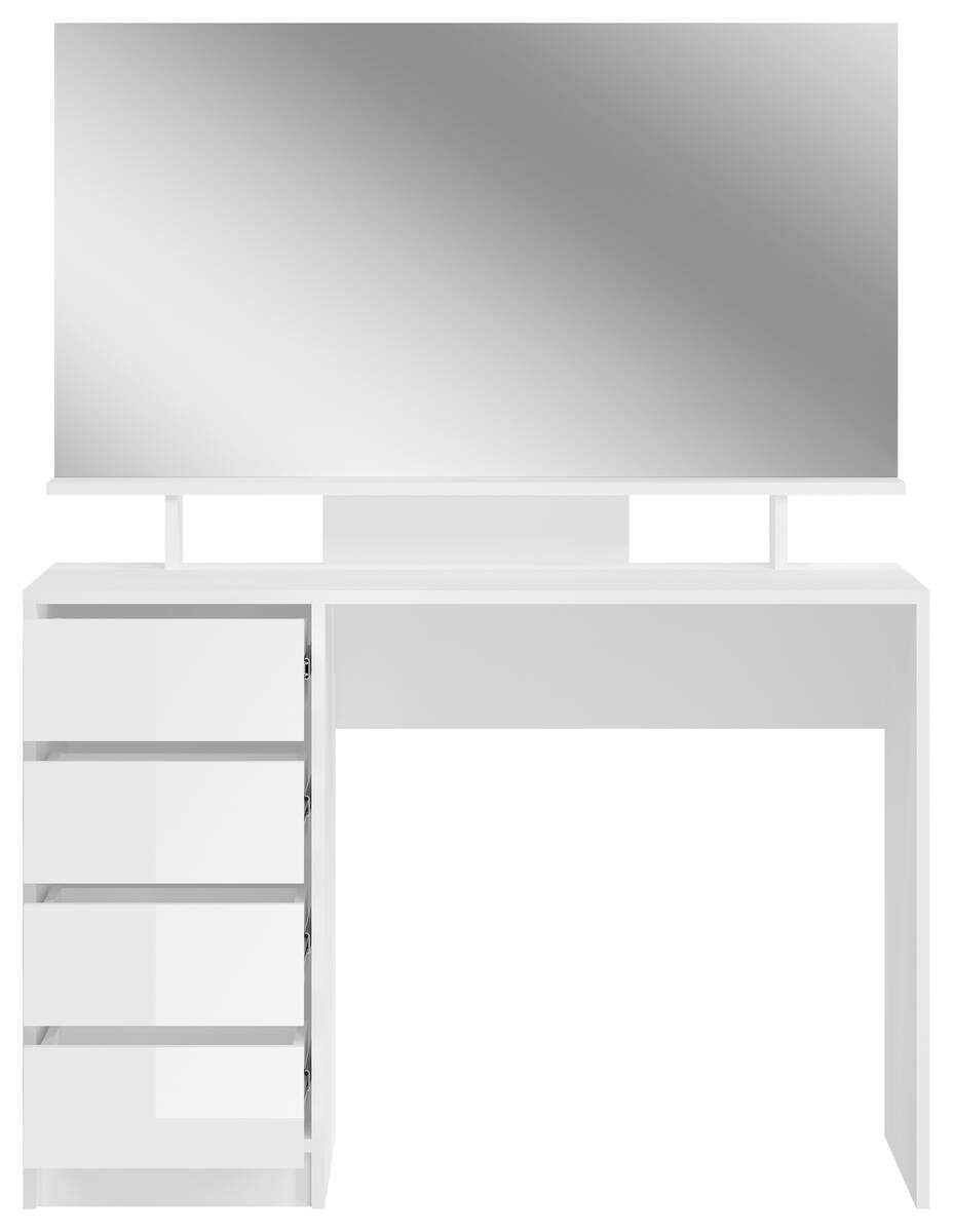 Schminktisch EMMA weiß weiß Hochglanz Spiegel B/H/T: ca. 110x140x48 cm
