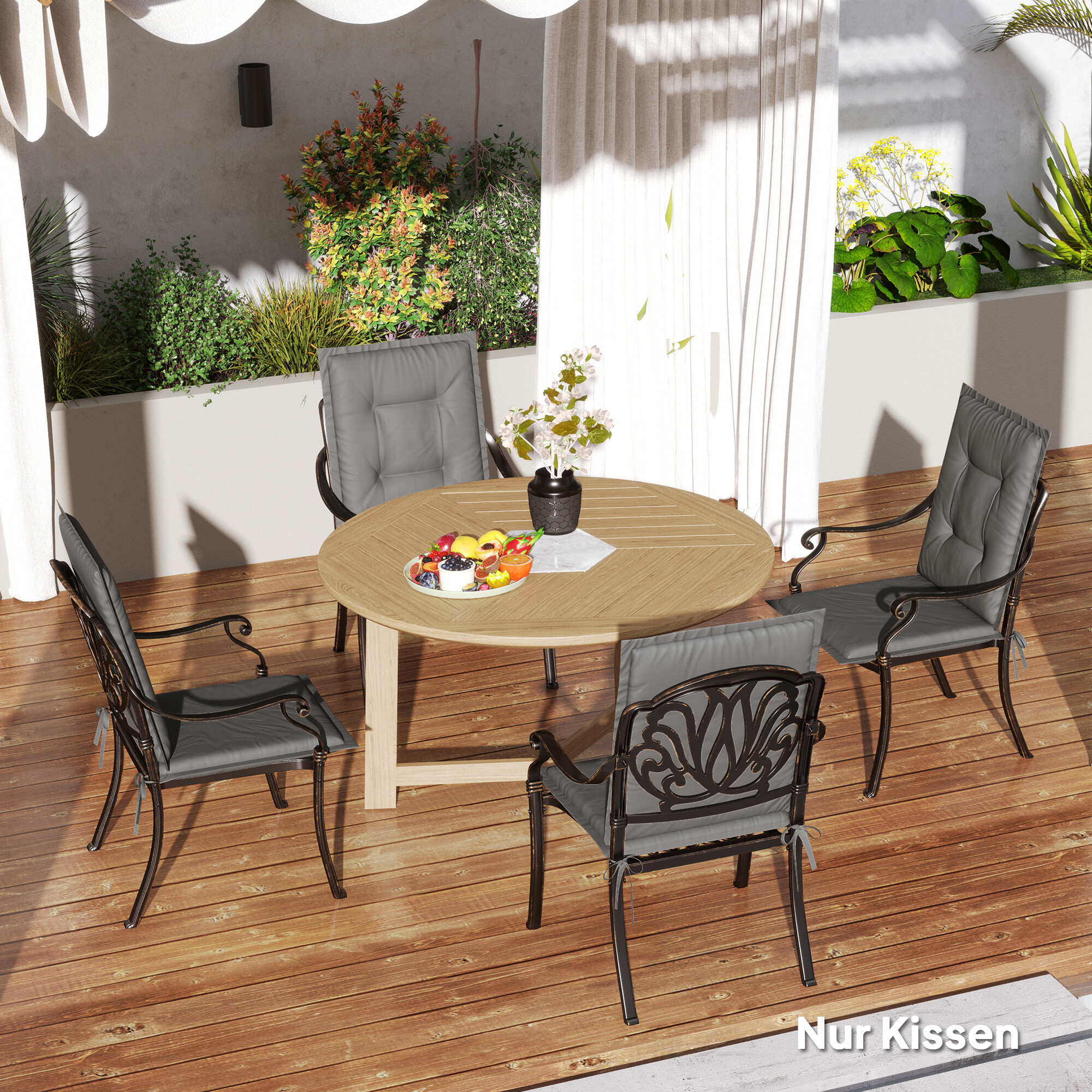 Outsunny Sitzkissen 4er Set hellgrau Polyester B/H/L: ca. 50x5x108 cm