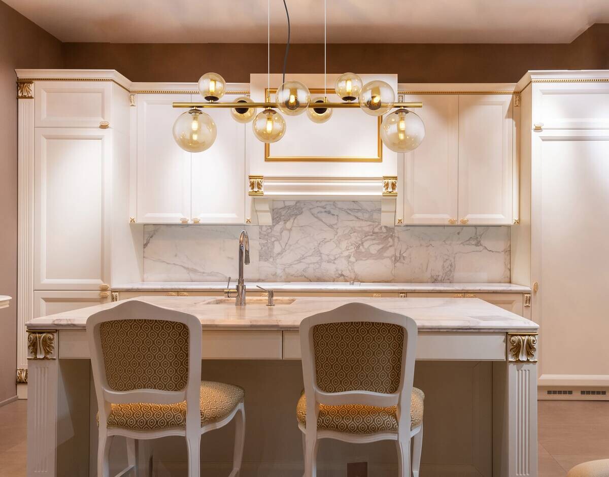 GLOBO Pendelleuchte schwarz amber Metall Glas B/H/T: ca. 36x120x86,6 cm G9 9 Brennstellen