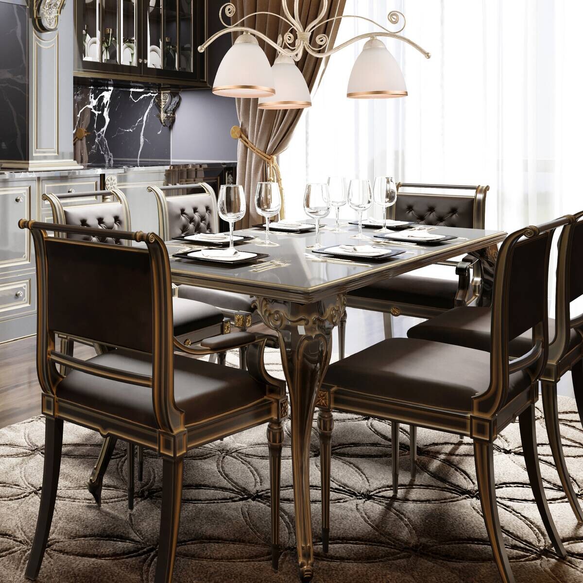 Lamkur Pendelleuchte RETRO II 19192 weiß Glas Stahl H/L: ca. 73x41 cm E27 3 Brennstellen