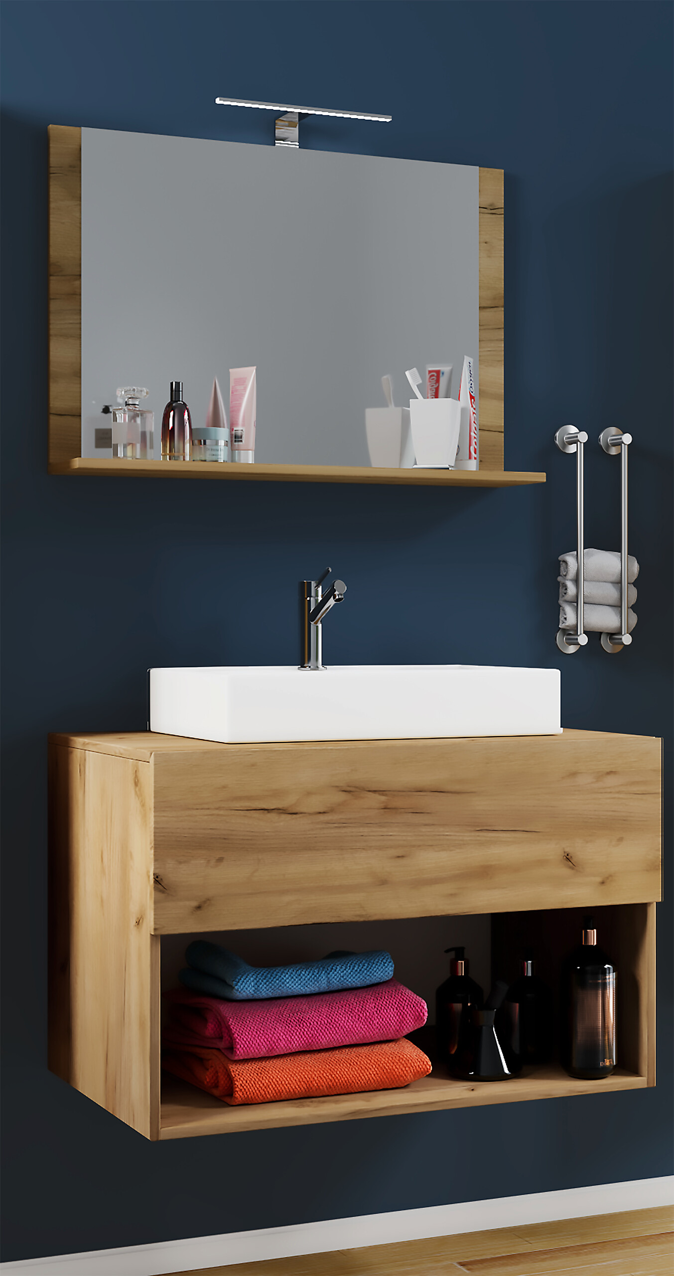 Waschplatz 3tlg-Lendas weiß Eiche Honig Nachbildung B/H/T: ca. 80x52x52 cm