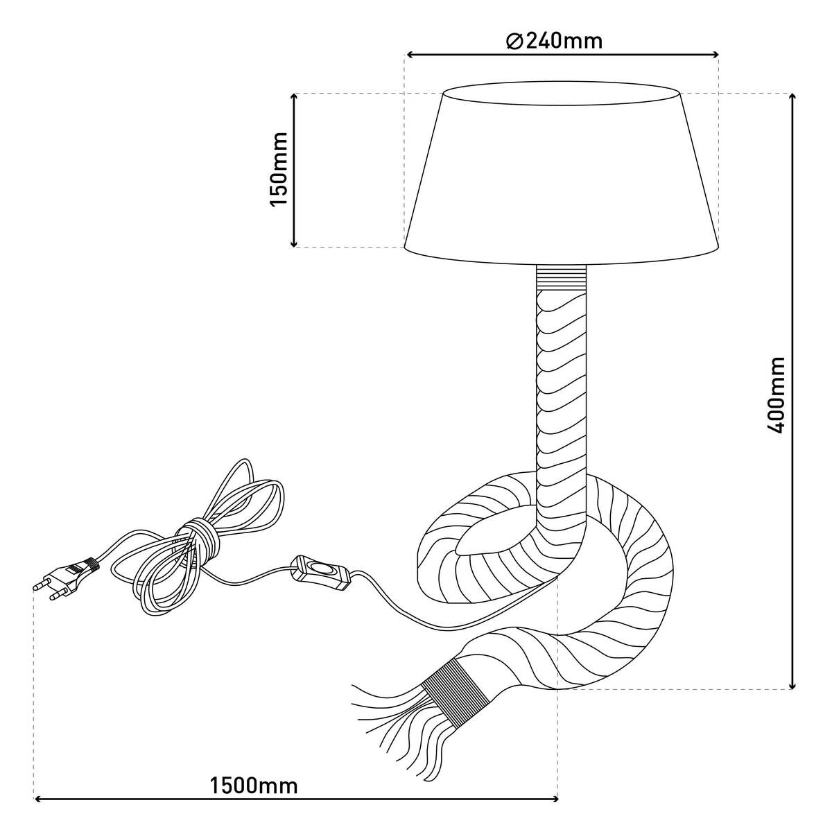 Näve Leuchten Tischleuchte 3147223 weiß Kunststoff Metall Textil B/H/T: ca. 24x40x24 cm E27 1 Brennstellen