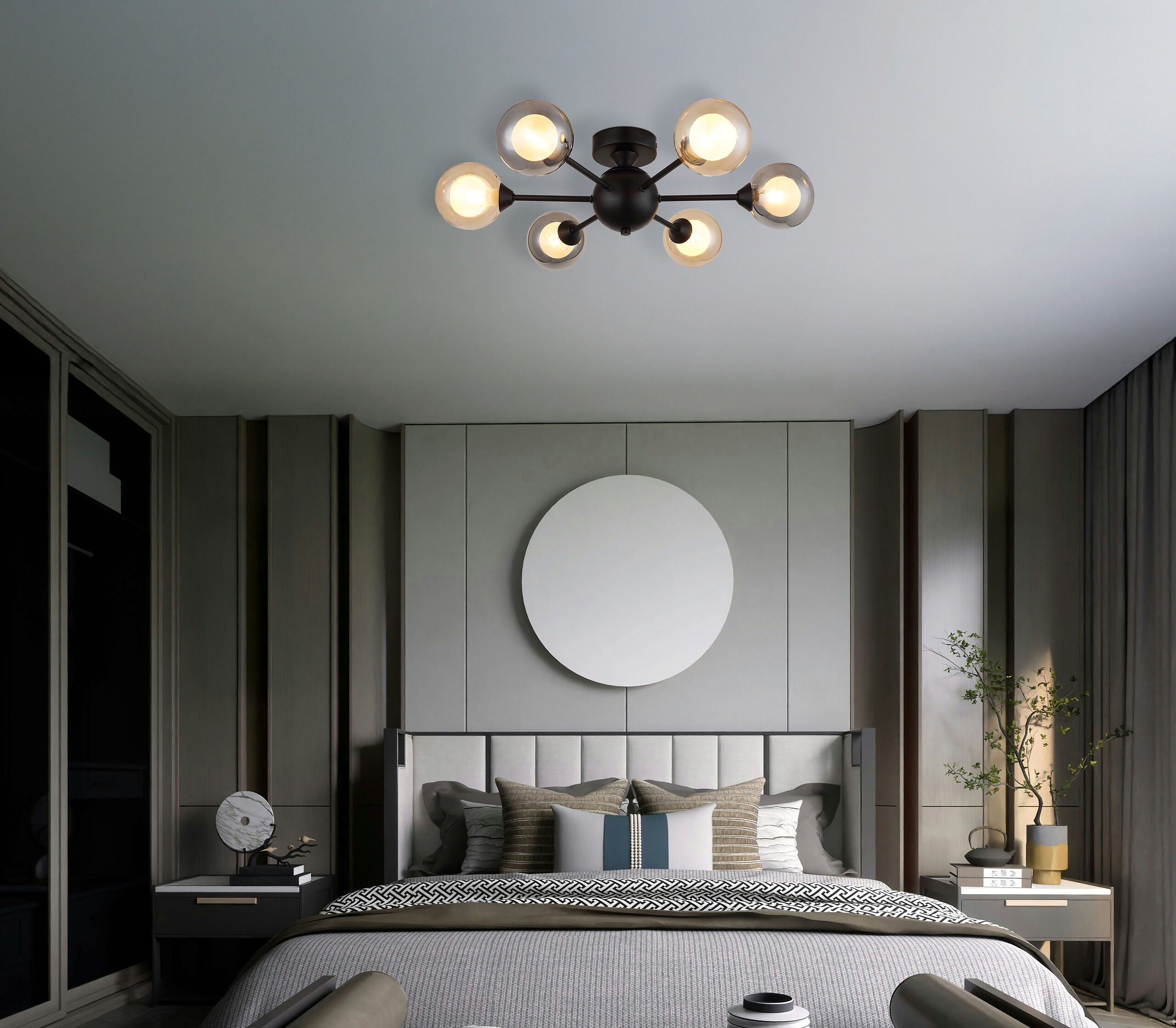 GLOBO Deckenventilator schwarz Rauch Metall B/H/L: ca. 45x21x45 cm