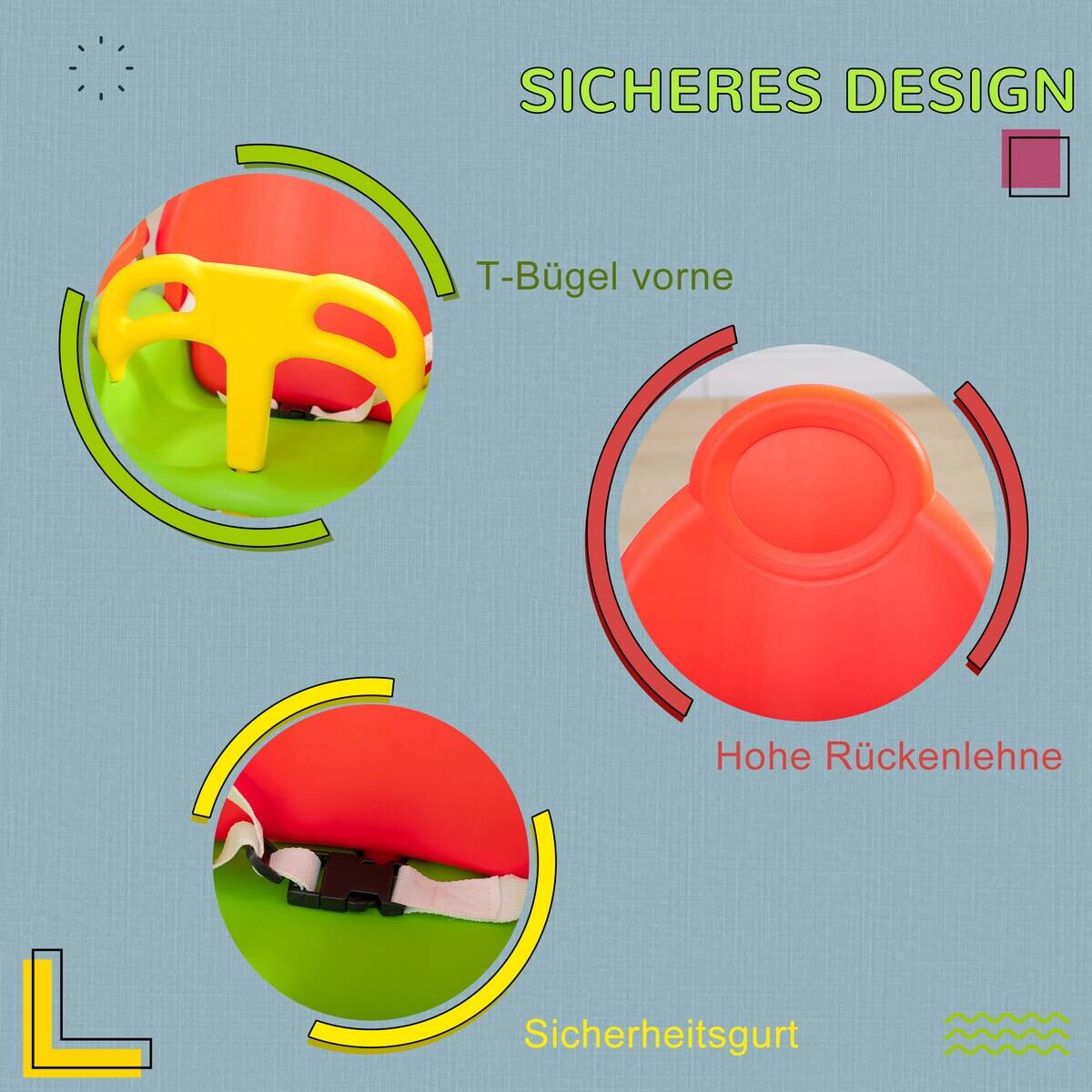 Outsunny Schaukel orange B/H/L: ca. 34x48x180 cm