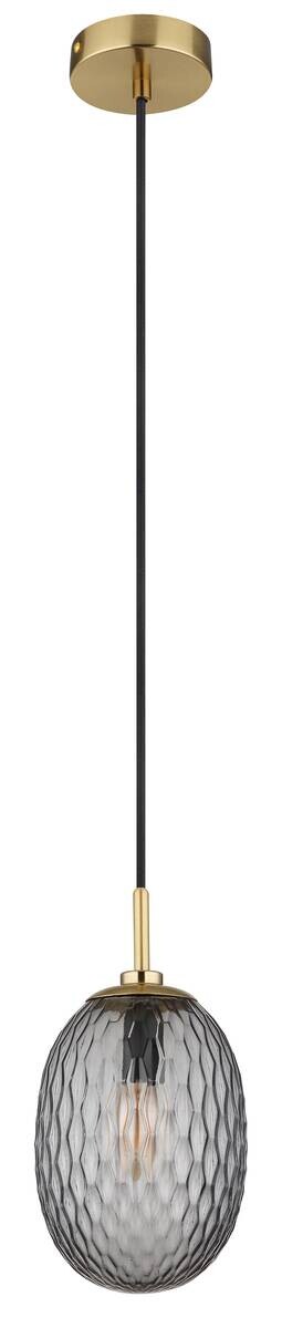 GLOBO Pendelleuchte Rauch schwarz gold Textil Glas Metall H/D: ca. 120x15 cm E14 1 Brennstellen