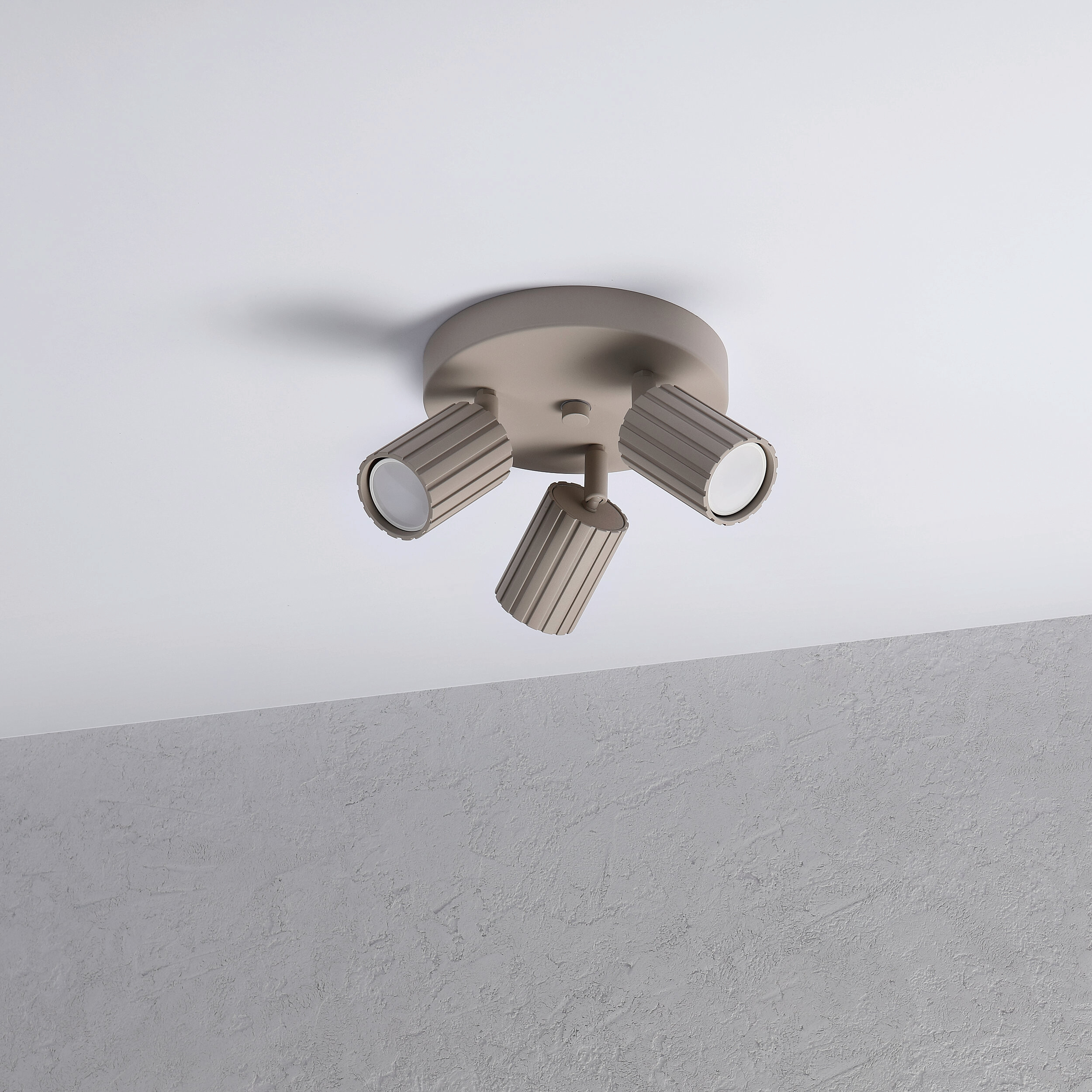 Lamkur Strahler Prisma beige Stahl B/H/L: ca. 18x19,5x18 cm 3 Brennstellen