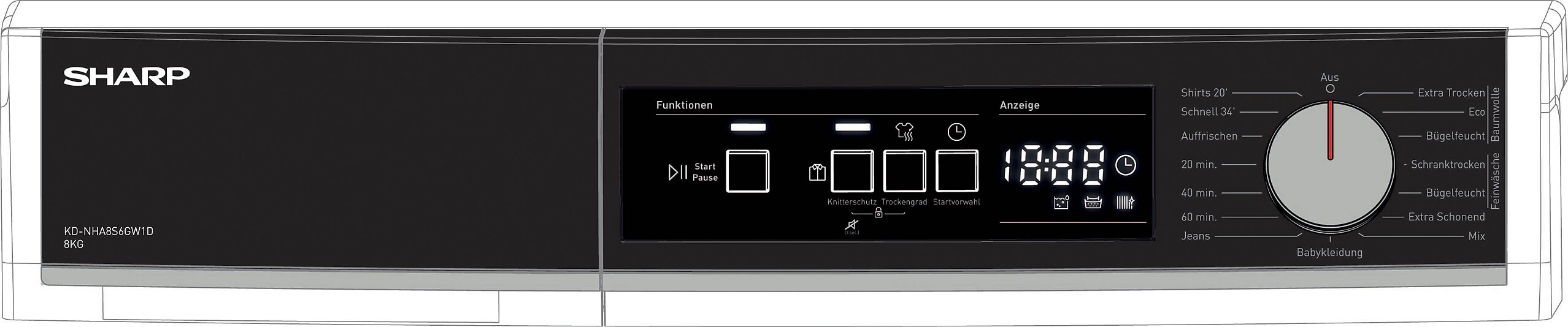 Sharp Wärmepumpentrockner KD-NHA8S6GW1D-DE