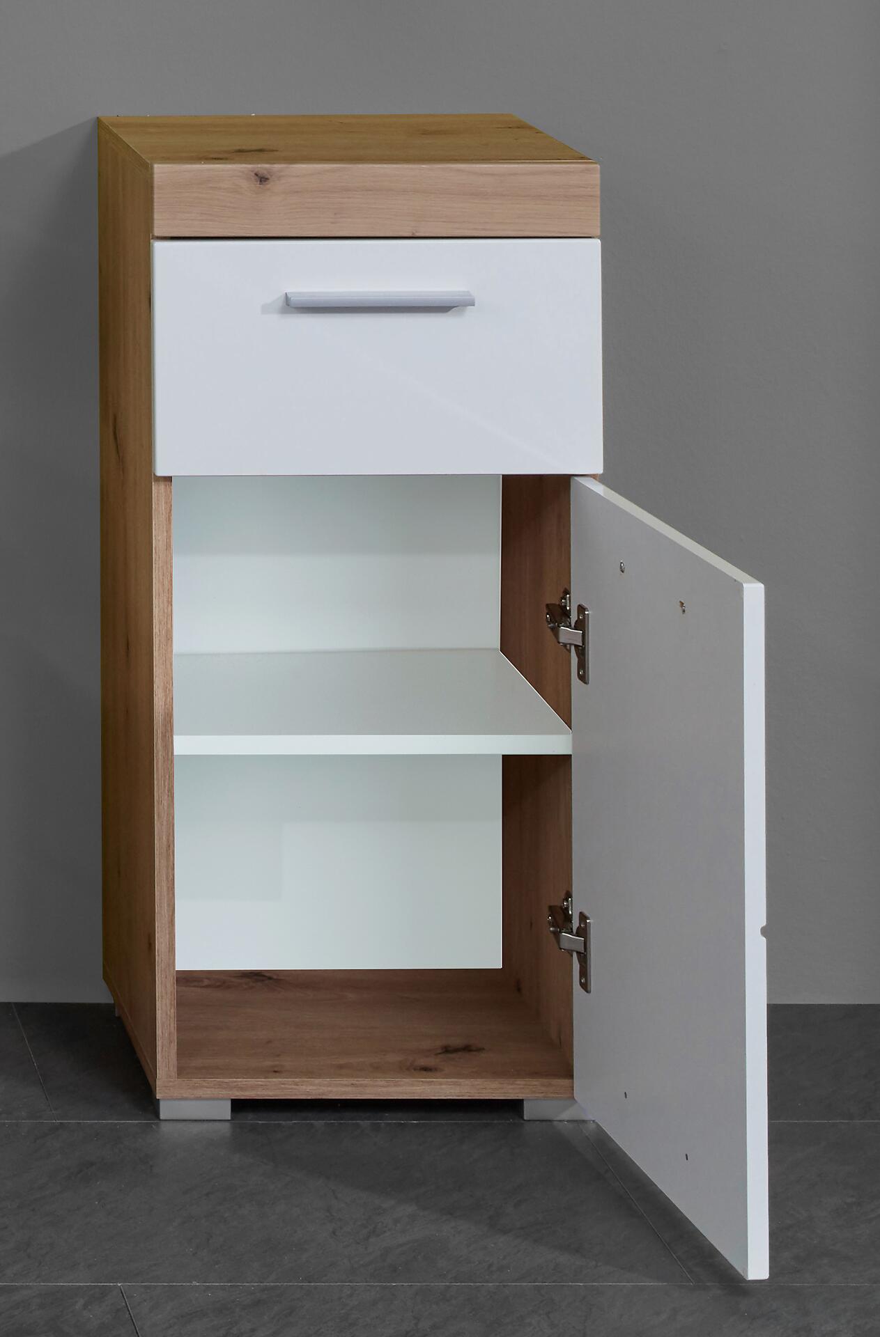 Stauraumelement Amanda weiß Hochglanz Asteiche Nachbildung B/H/T: ca. 37x79x31 cm Stauraumelement Amanda weiß Hochglanz Asteiche Nachbildung B/H/T: ca. 37x79x31 cm