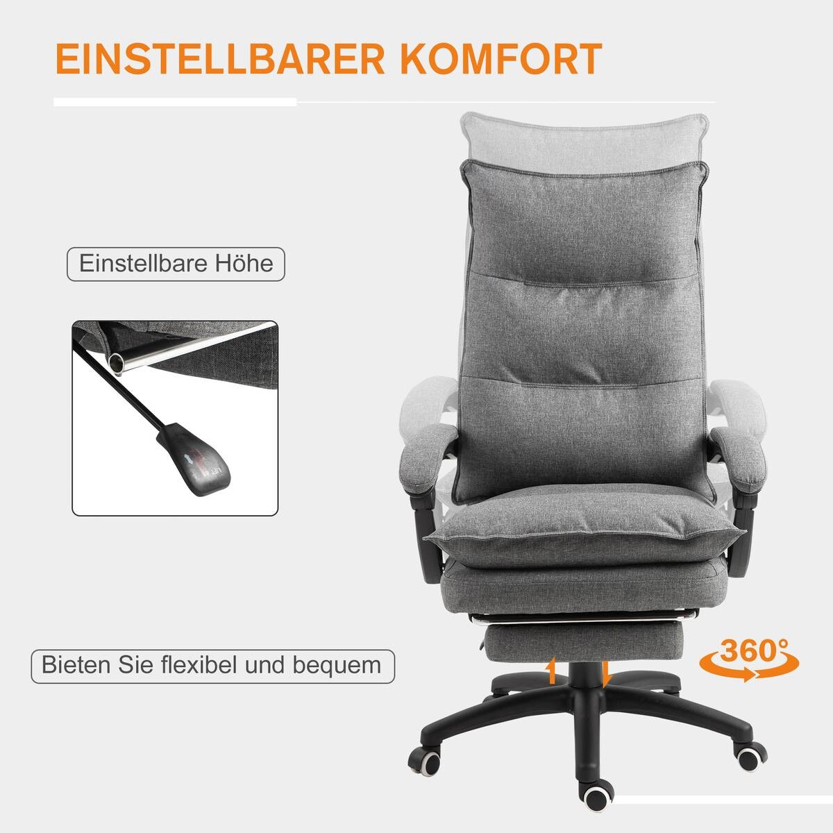 Vinsetto Massagestuhl MH921-232GY grau Schaumstoff Nylon B/H/T: ca. 70x130x62 cm