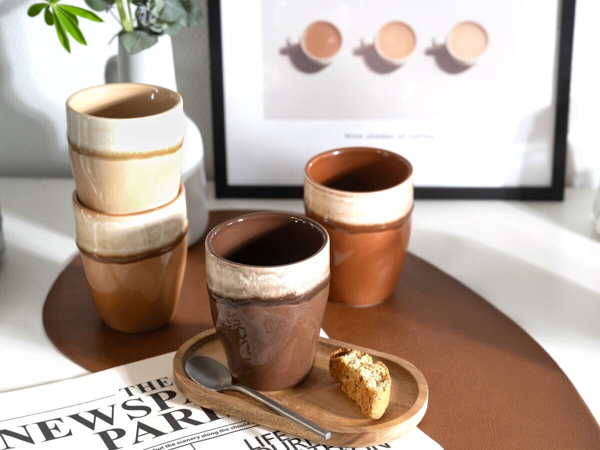 CreaTable Kaffeetassenset Squeezy Mocha braun Steinzeug 4 tlg.