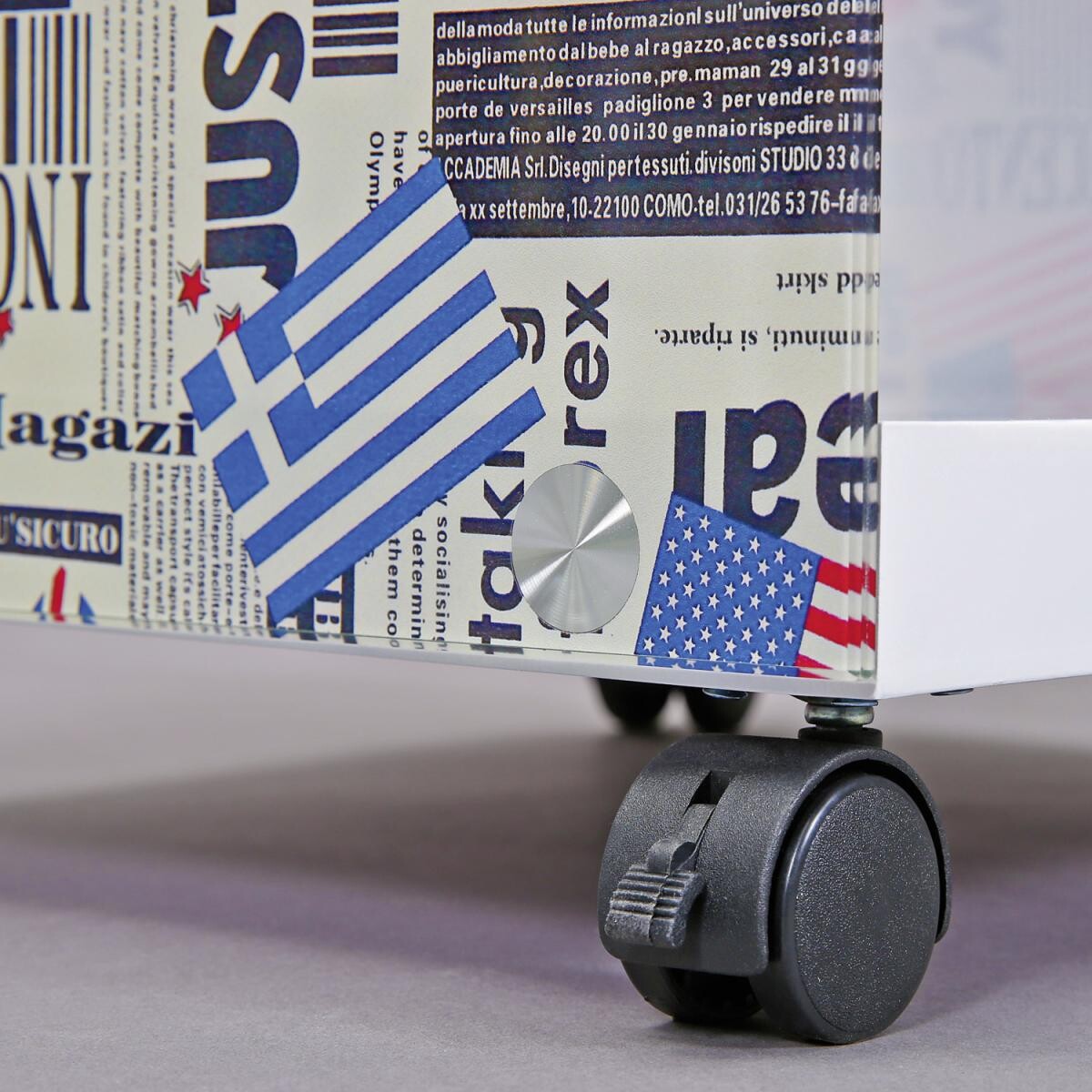 Beistelltisch Logo weiß Glas MDF B/H/T: ca. 38x46x33,5 cm