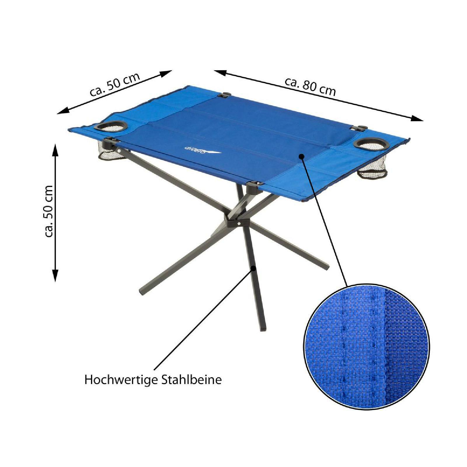 VCM Campingtisch blau Polyester-Mischgewebe B/H/L: ca. 50x50x80 cm