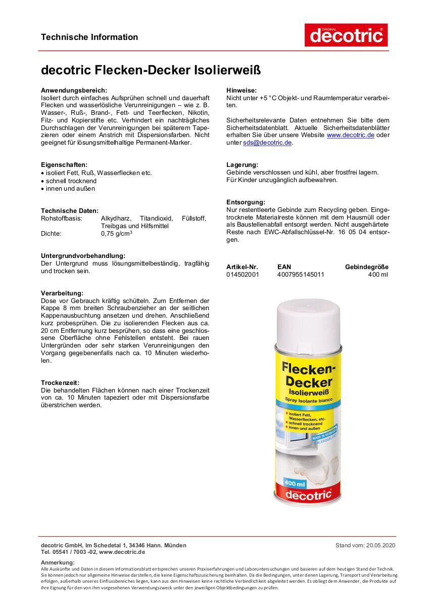 POCOline Flecken und Schimmel-Isolierweiß weiß ca. 0,4 l