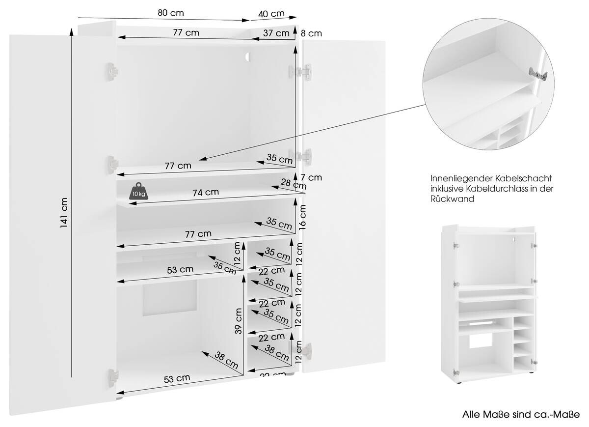 Sekretär JANNE weiß B/H/T: ca. 80x141x40 cm