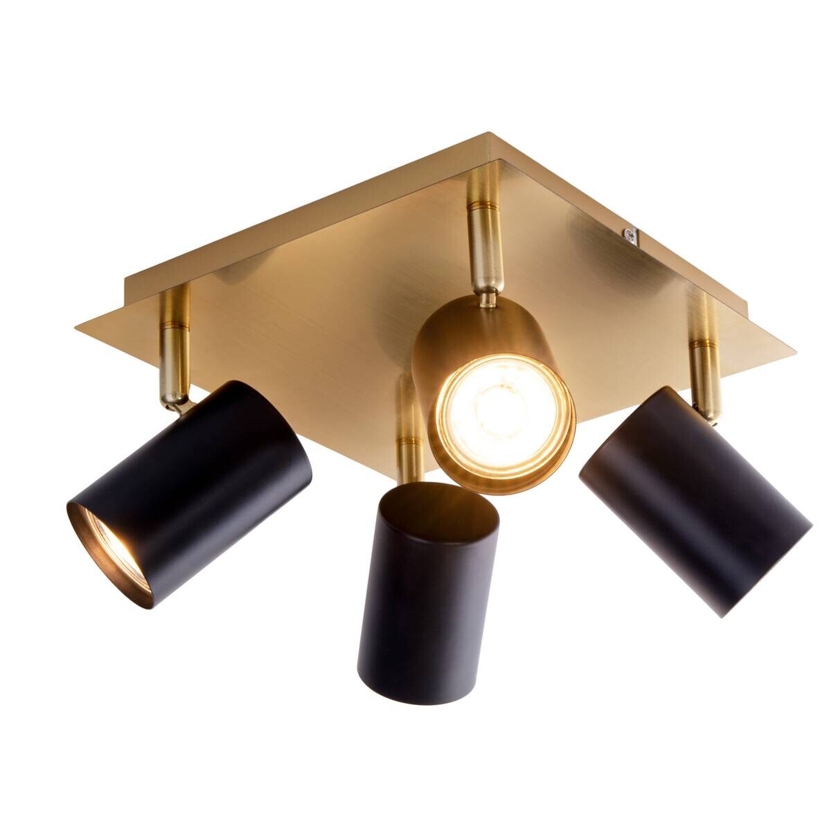 Näve Leuchten Deckenleuchte 1395022 schwarz gold Metall B/H/T: ca. 22x13,5x22 cm GU10 4 Brennstellen