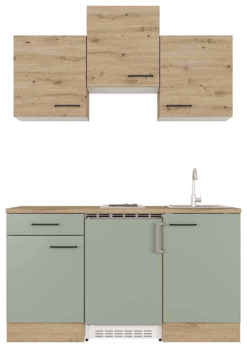 Küchenblock Cara grün matt B/H/T: ca. 151x226x60 cm