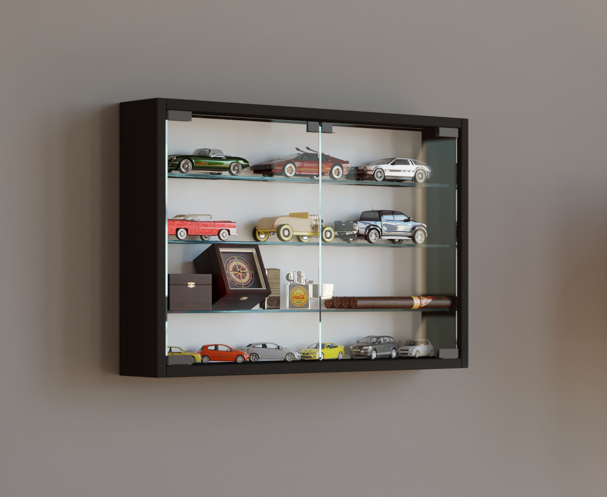 Vitrine Mandosa M schwarz Holzwerkstoff Glas B/H/T: ca. 60x40x10 cm