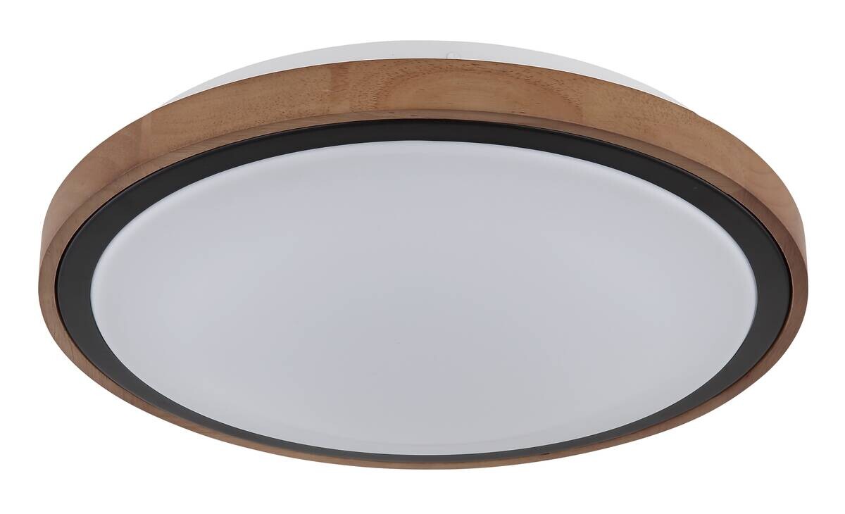 GLOBO LED-Deckenleuchte Opal schwarz braun Metall Holz Acryl H/D: ca. 9,5x38 cm