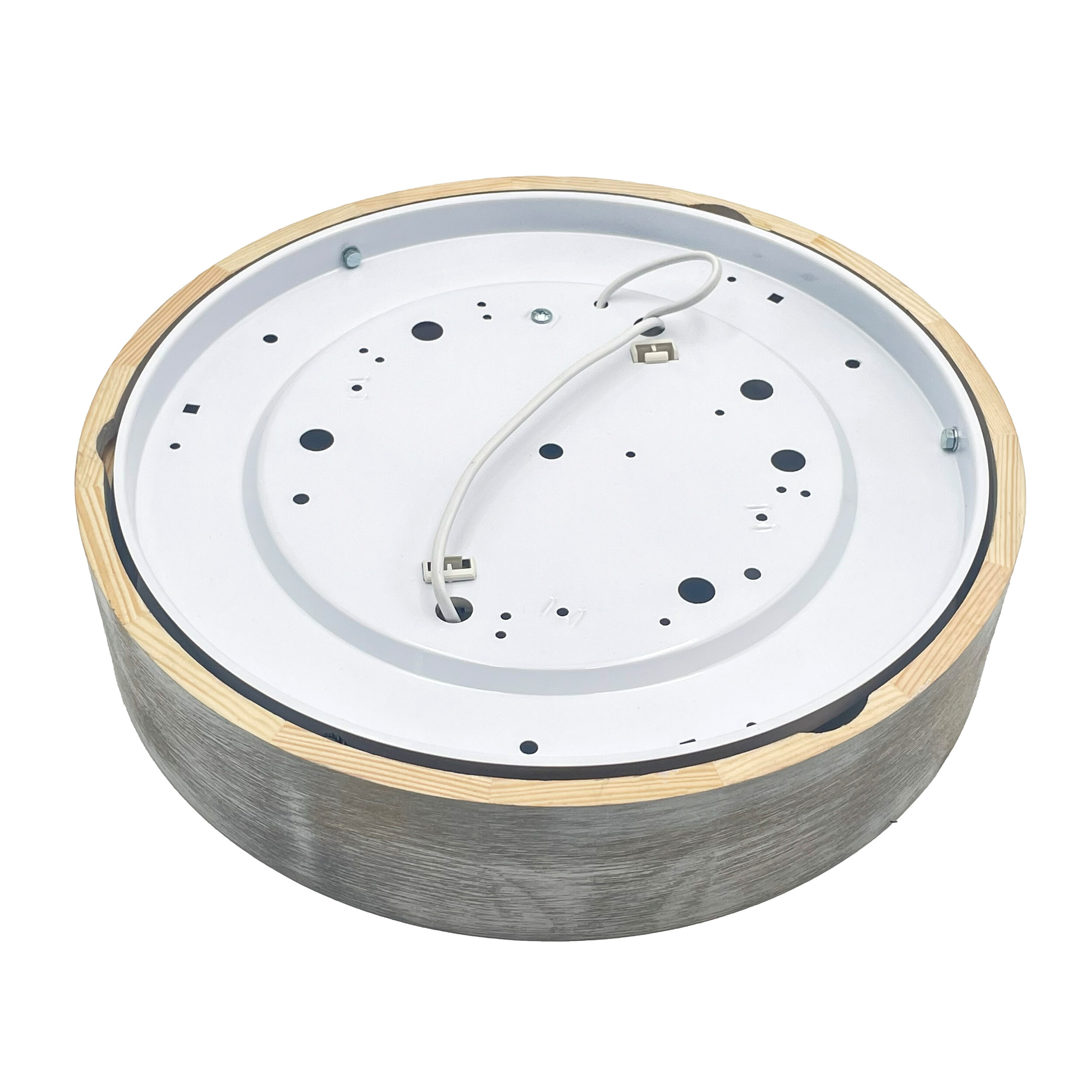 Lamkur Deckenleuchte hellbraun weiß Glas Holz B/H/L: ca. 38,5x12x38,5 cm 3 Brennstellen