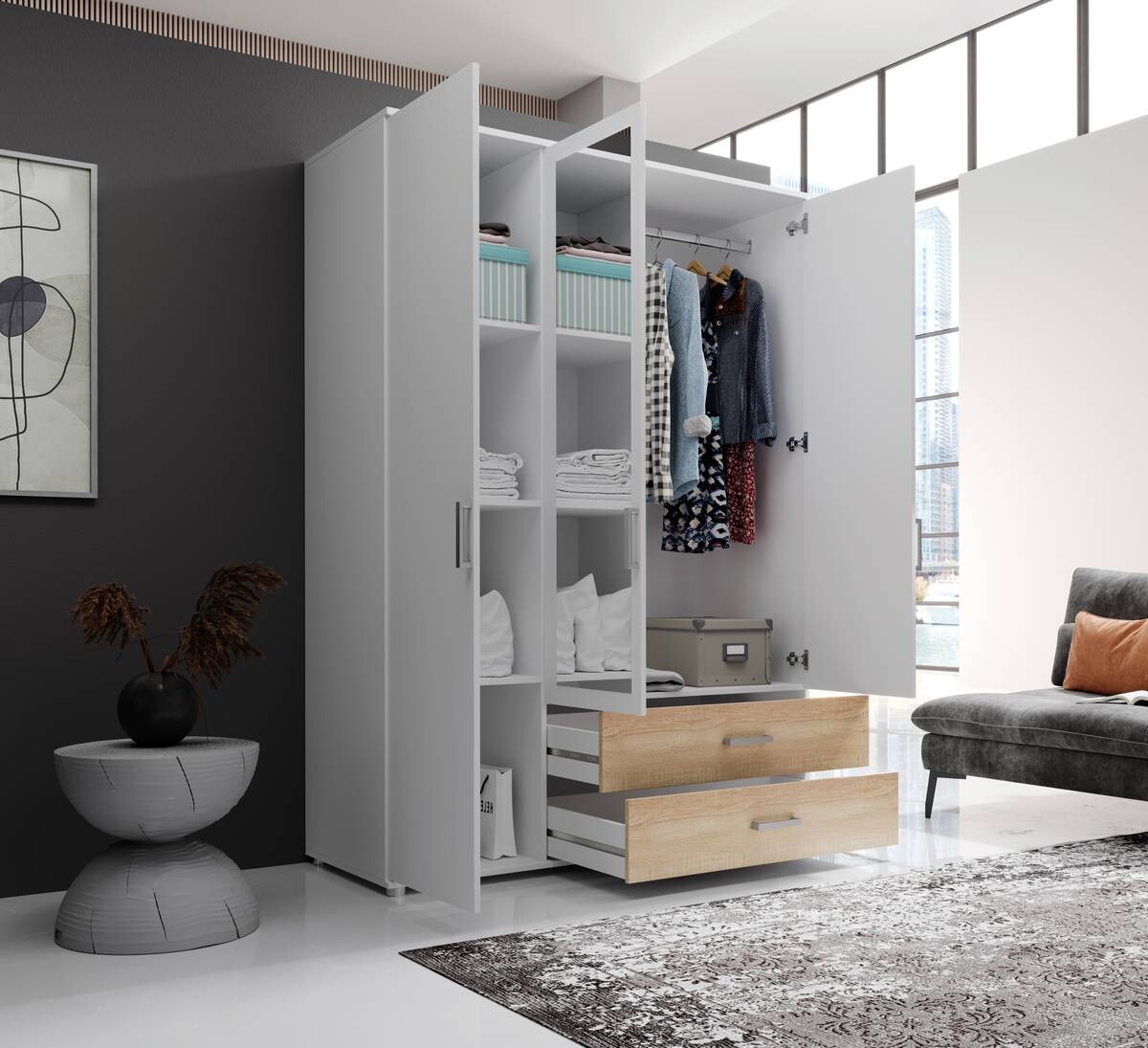 Kleiderschrank Ivar weiß B/H/T: ca. 125x190x51 cm