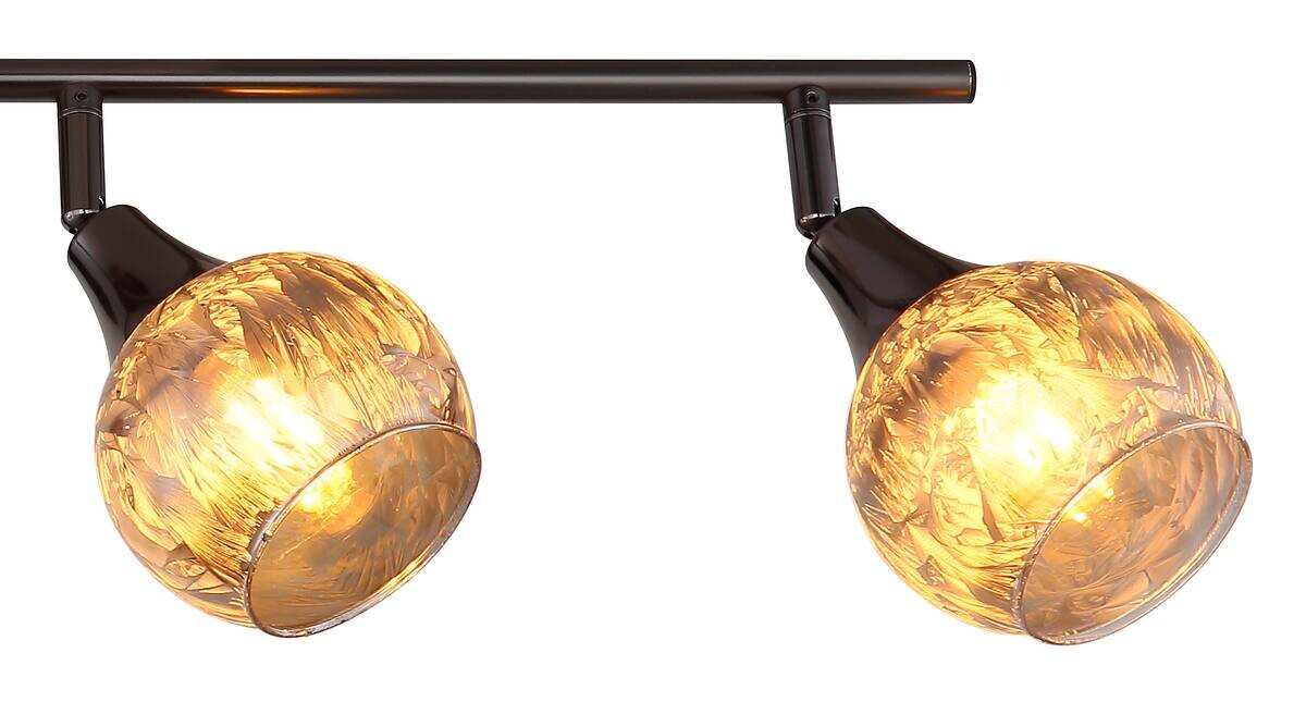 GLOBO Strahler schwarz Chrom Metall Glas B/H/L: ca. 11x37x21 cm E14 4 Brennstellen