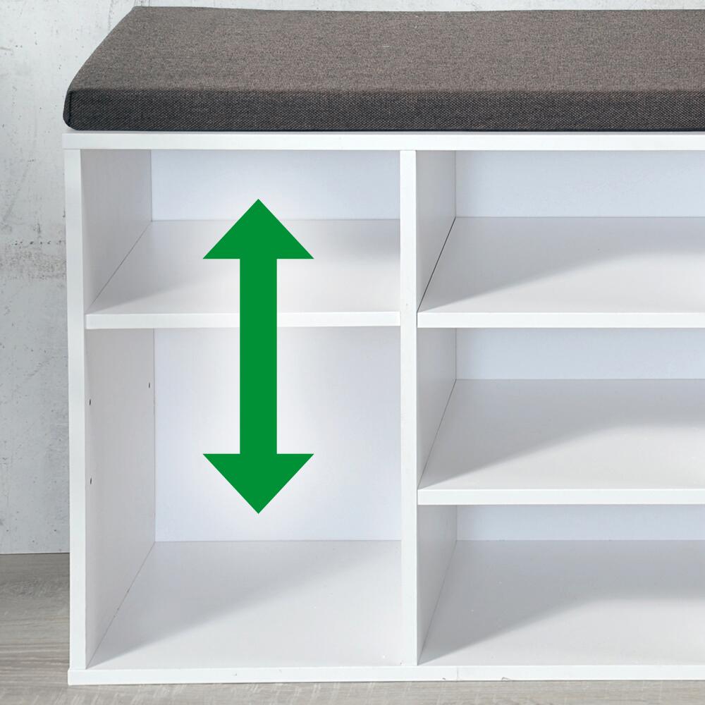 Kesper Schuhschrank mit Sitzkissen weiß Spanplatte B/H/L: ca. 29,5x48x103,5 cm