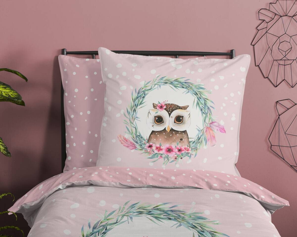 Baumwoll Bettwäsche Owli pink Baumwolle B/L: ca. 135x200 cm