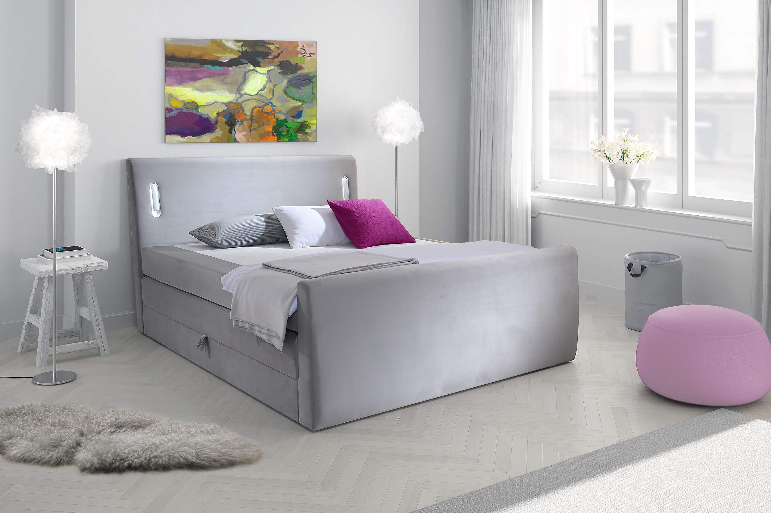 Boxspringbett Lighting hellgrau Liegefläche B/L: ca. 180x200 cm Boxspringbett Lighting hellgrau Liegefläche B/L: ca. 180x200 cm