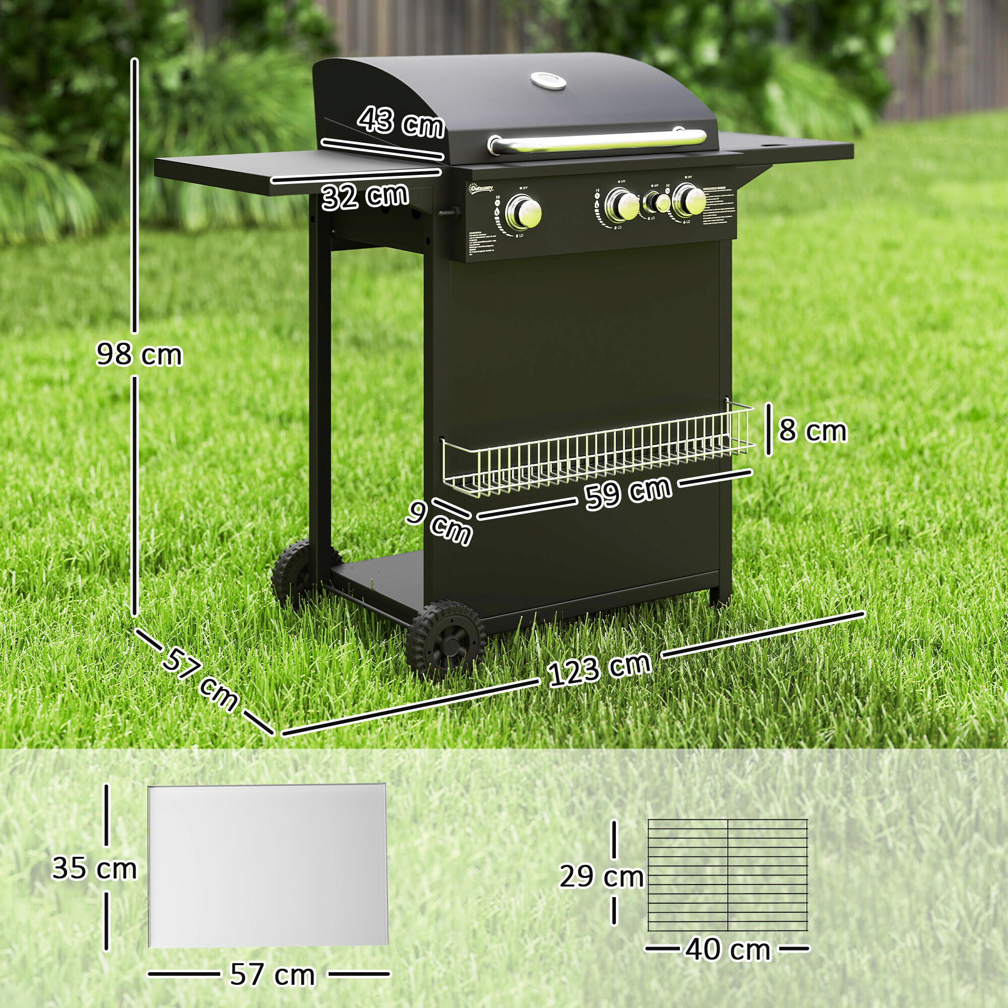 Outsunny Gasgrill Kunststoff B/H/L: ca. 57x98x123 cm