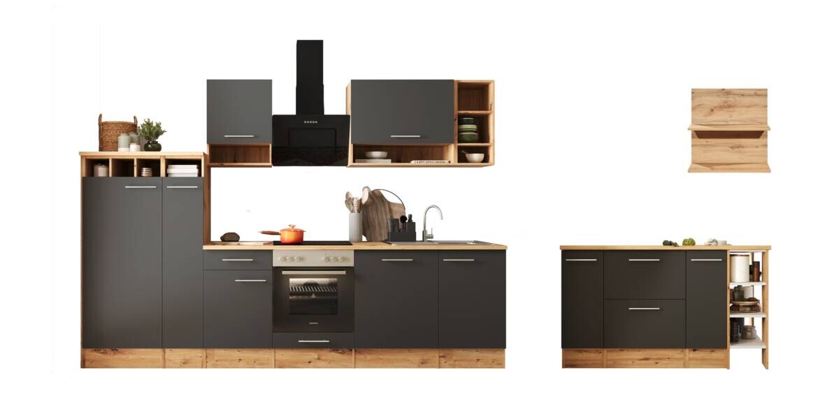 Respekta Winkelküche Hilde grau matt B/H/T: ca. 280x205x60 cm