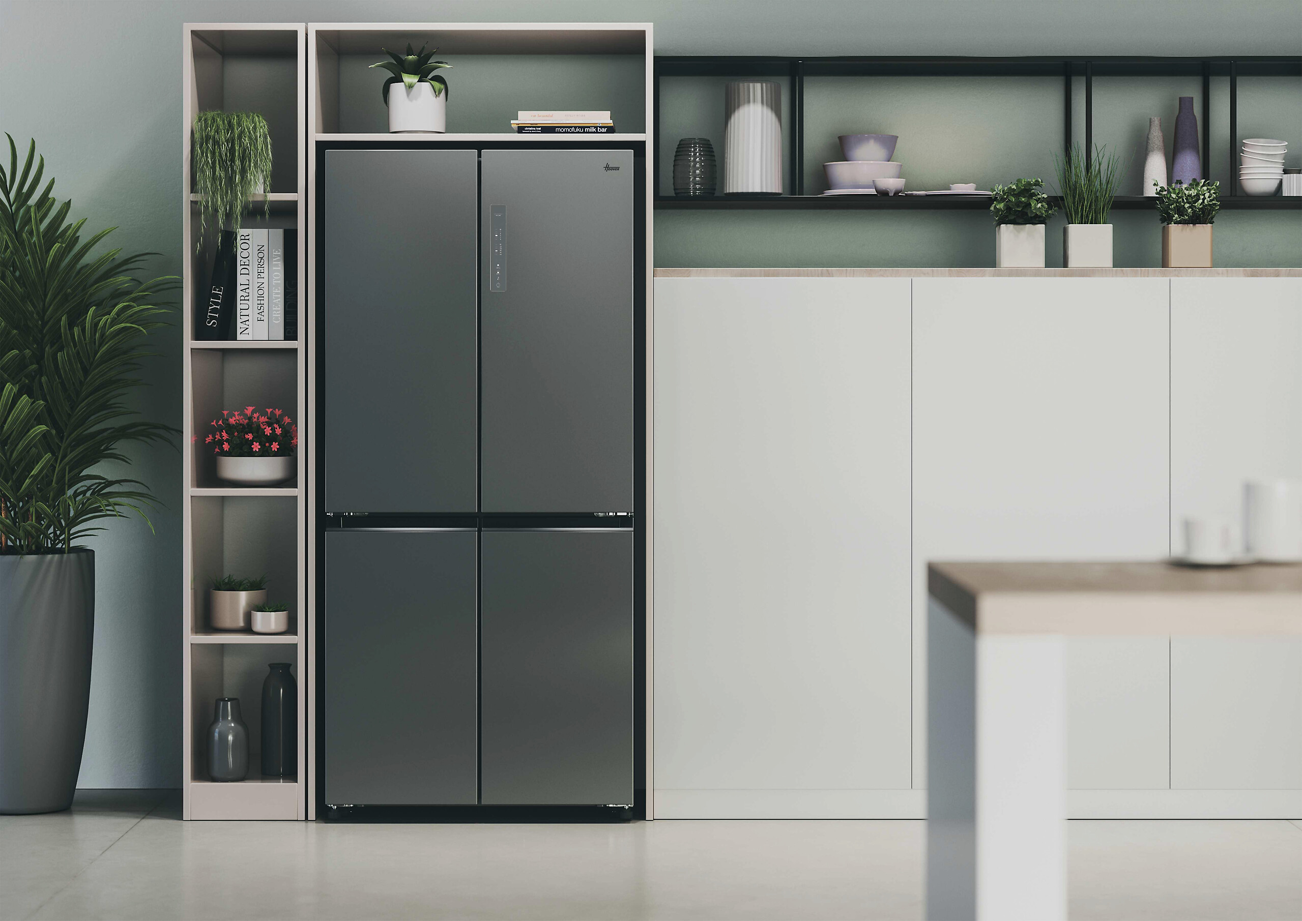 Hoover Multi-Door Kühl-/Gefrierkombination HHCR3818ENPL Edelstahloptik B/H/T: ca. 83,3x181,5x65 cm