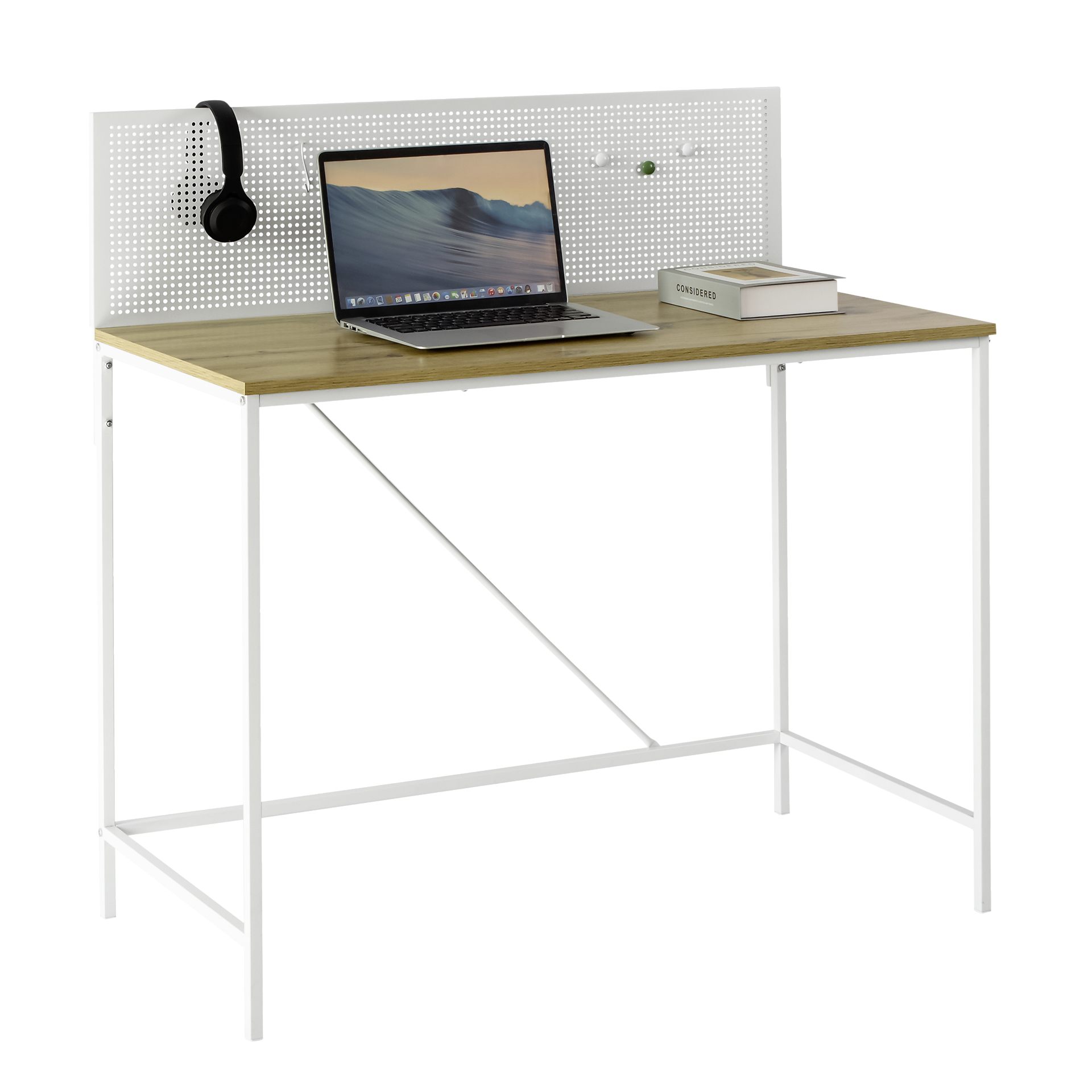 Schreibtisch Rene Eiche Nachbildung weiß B/H/T: ca. 100x104x52 cm