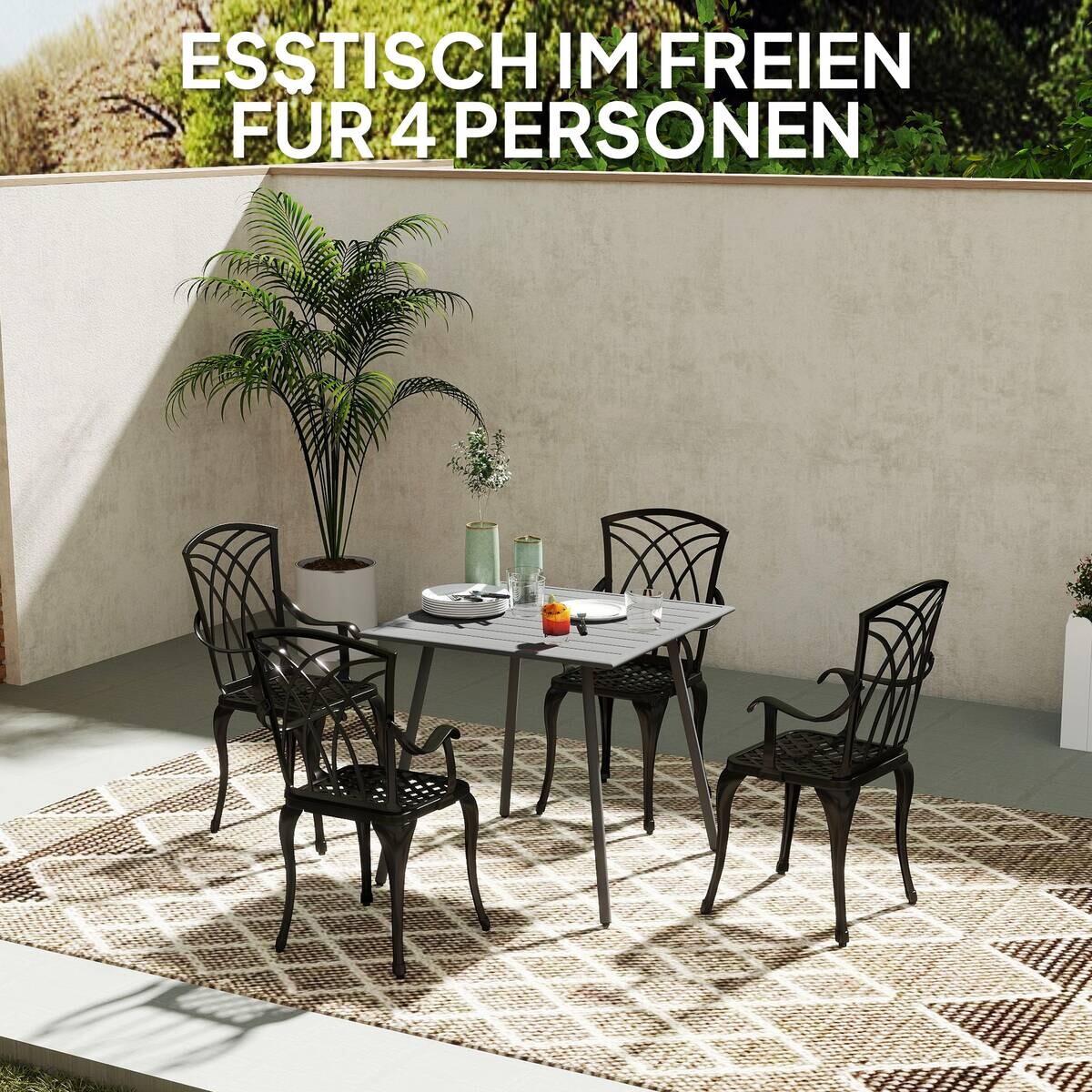 Outsunny Gartentisch grau Stahl B/H/L: ca. 80x74x80 cm