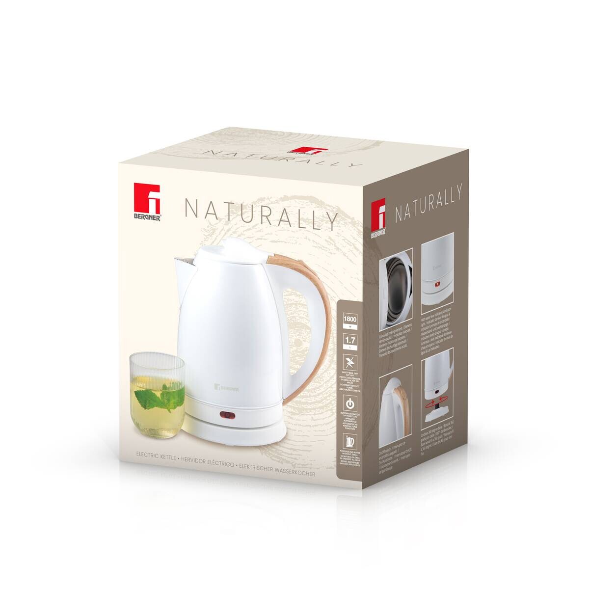 BERGNER Wasserkocher BG-50032-WH weiß Kunststoff B/H/L: ca. 21x16x20 cm ca. 1,8 l