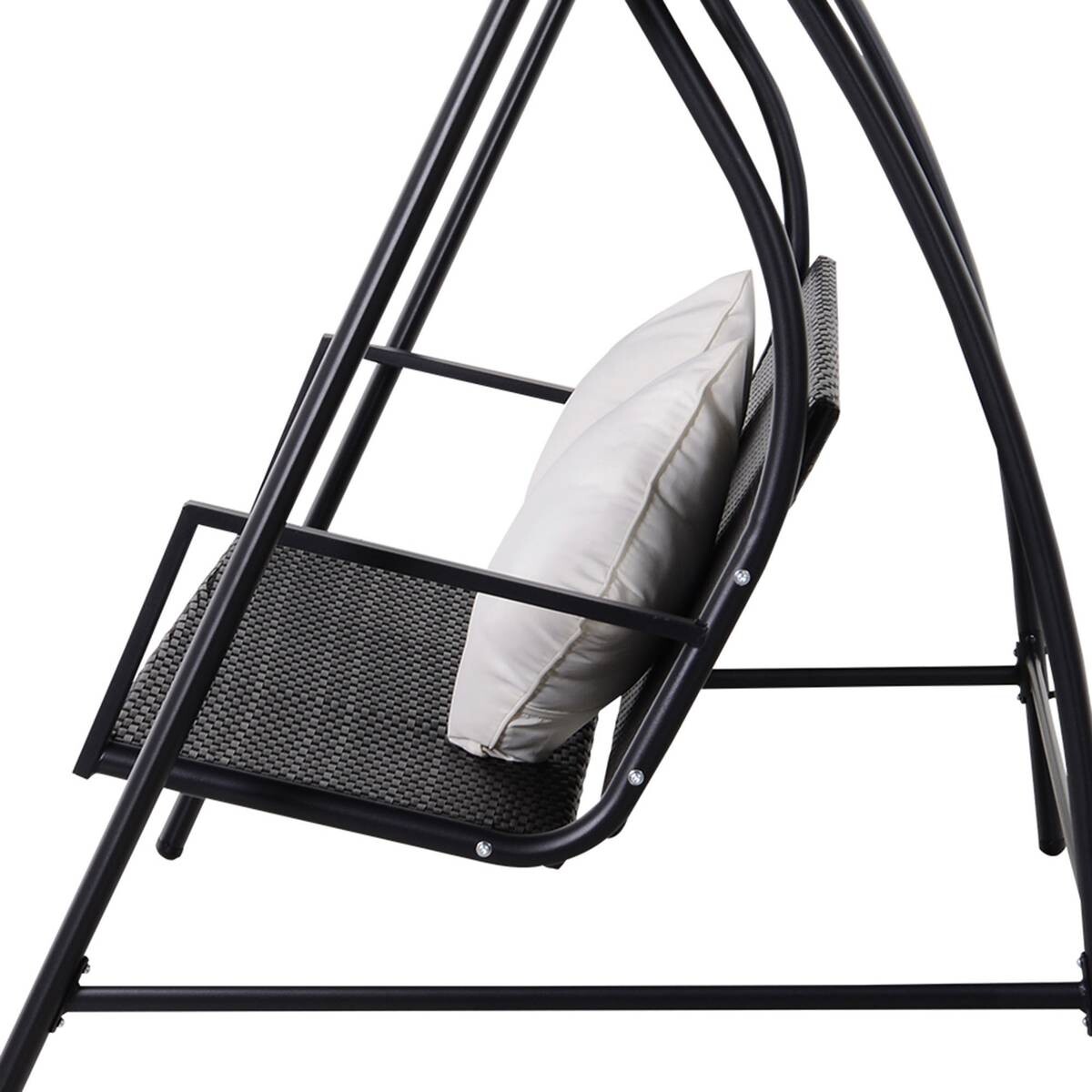 Outsunny Hollywoodschaukel schwarz Polyrattan B/H/L: ca. 124x179x198 cm