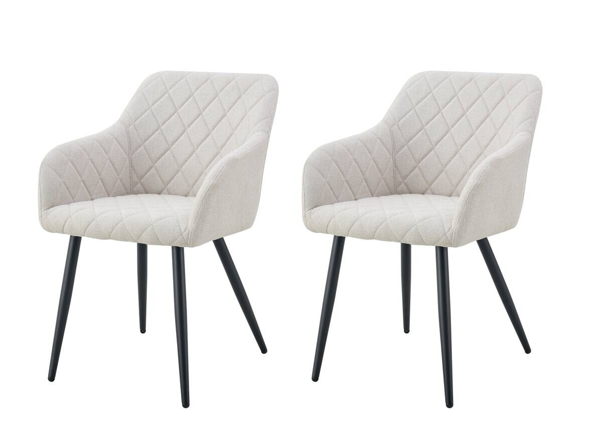 Stuhl LEA, 2er Set creme Webstoff B/H/T: ca. 56x83x60 cm