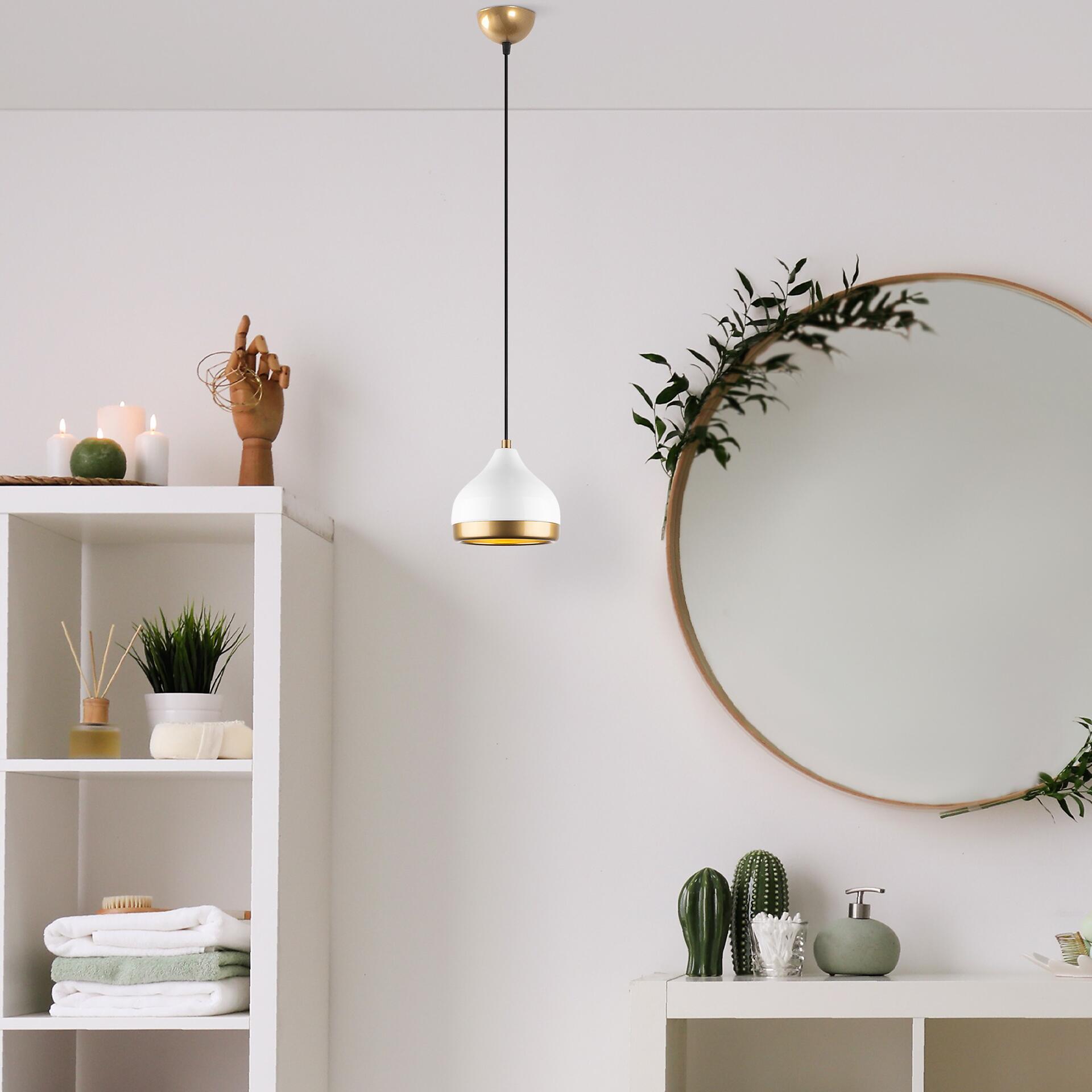 Opviq Pendelleuchte Yldo weiß B/H/T/L/D: ca. 17x112x17x17x17 cm E27 1 Brennstellen