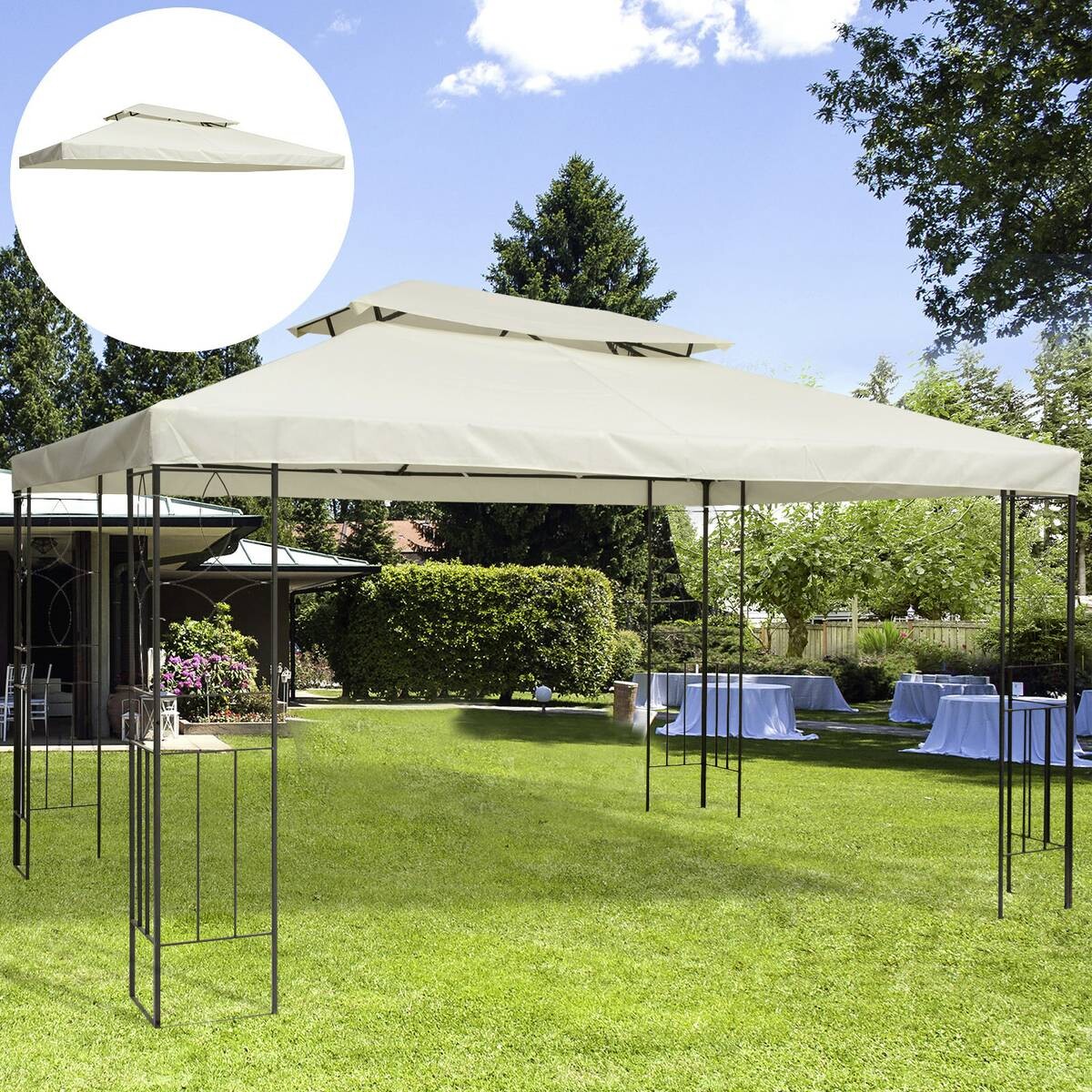 Outsunny Ersatzdach creme Polyester-Mischgewebe B/L: ca. 300x400 cm