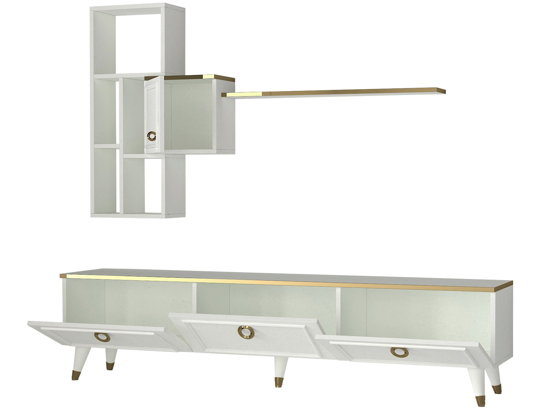 Wohnwand Cornelia weiß B/H/T: ca. 180x46,3x35 cm Wohnwand Cornelia weiß B/H/T: ca. 180x46,3x35 cm