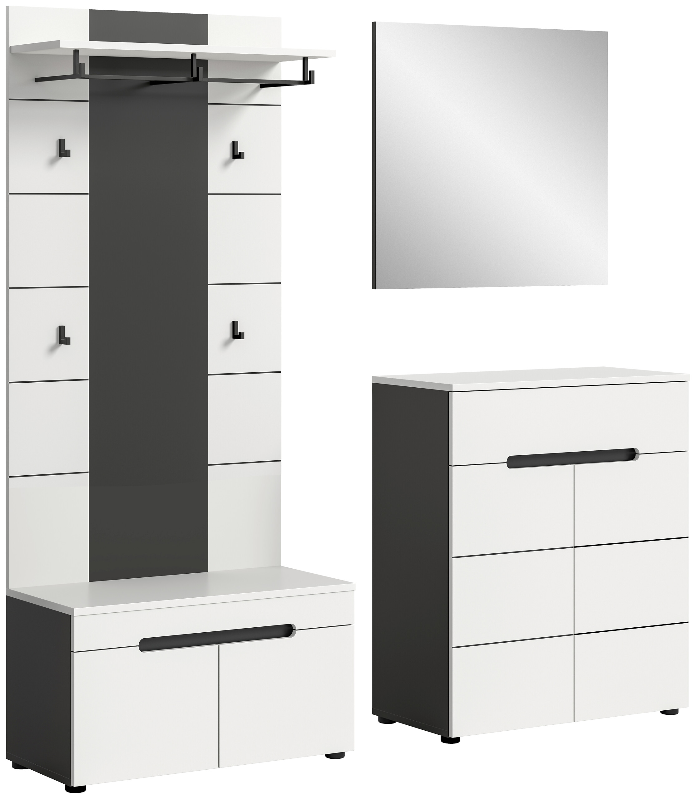 Garderobe Canu basaltgrau Nachbildung weiß B/H/T: ca. 175x190x37 cm