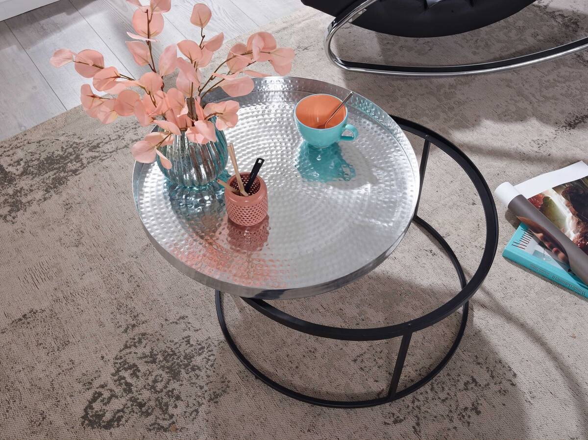 Wohnling Couchtisch silber B/H/T: ca. 62x36x62 cm