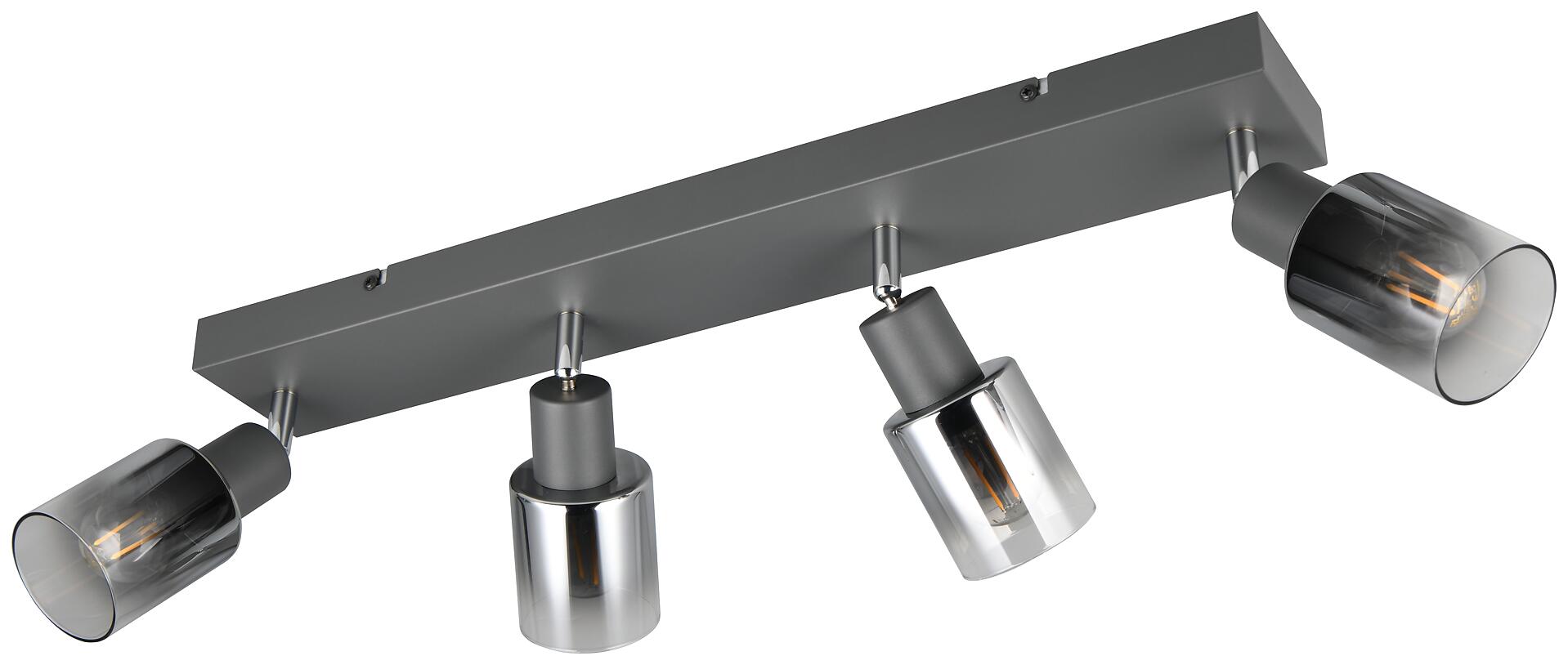 Reality Spotleuchte Cadiz anthrazit Metall Glas B/H/L/D: ca. 58,5x15x8,5x7 cm E14 4 Brennstellen