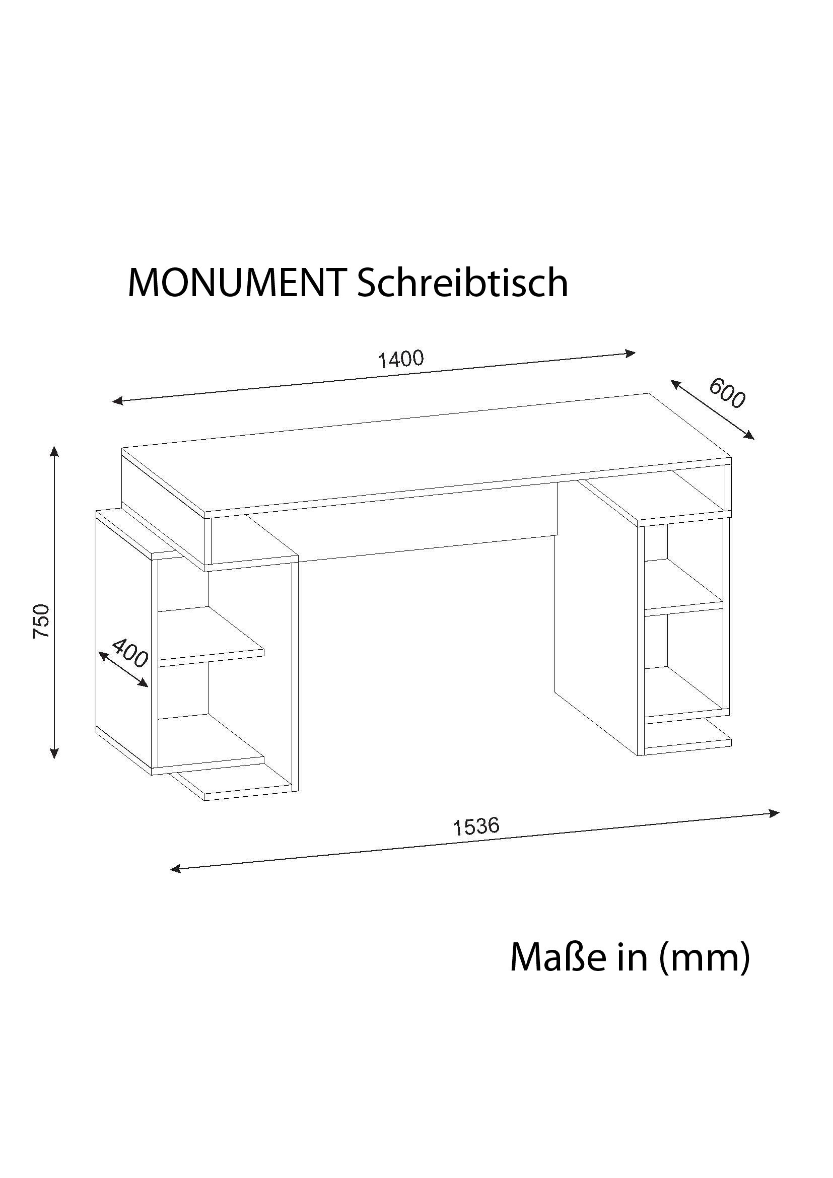 Schreibtisch Monument weiß rot B/H/T: ca. 140x75x75 cm