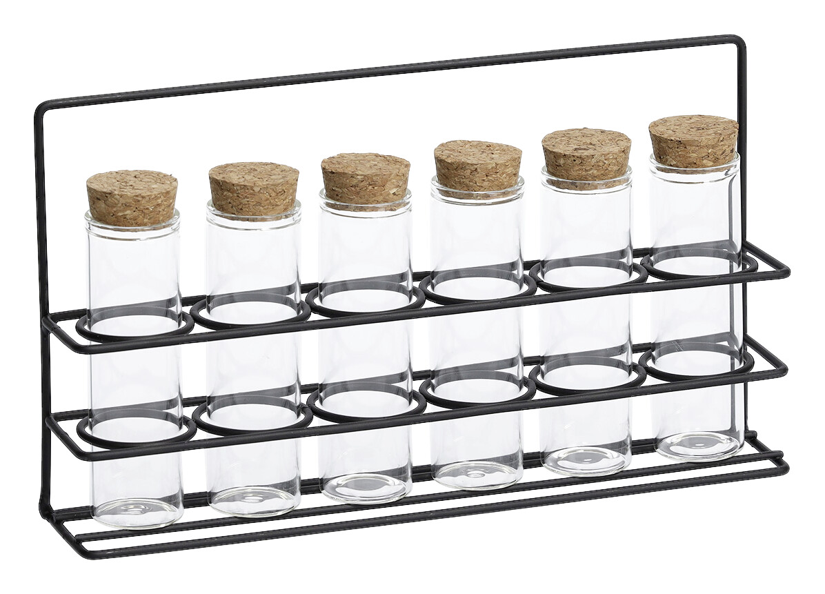 Zeller Gewürzständer-Set schwarz Glas B/H/L: ca. 4,5x14x24,2 cm