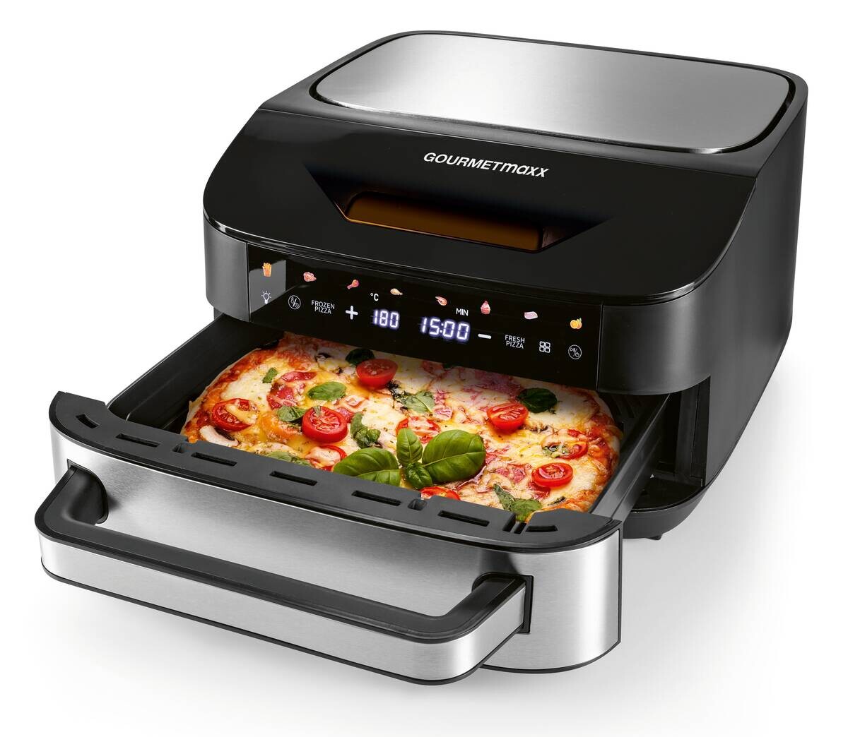 GOURMETmaxx Heißluftfritteuse XXL schwarz Edelstahl B/H/L: ca. 41x24x32,5 cm ca. 7 l