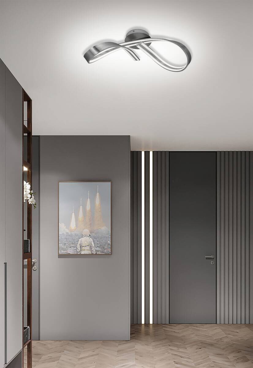 POCOline LED-Deckenleuchte Boucle nickel Metall Acryl B/H/L: ca. 25x23x75 cm